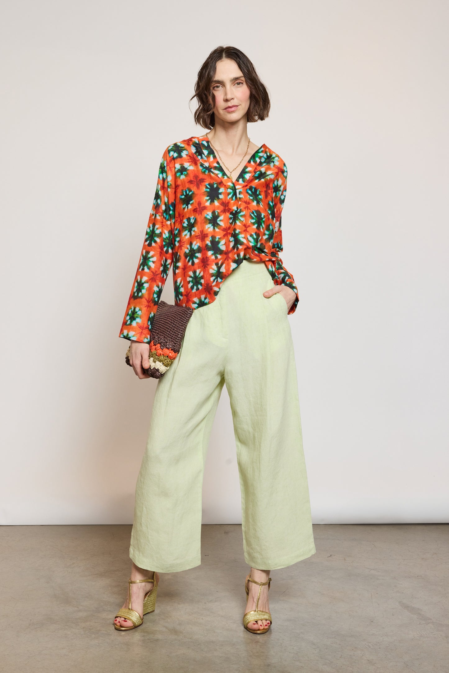 TOP EN COTON ET SOIE TANGERINE