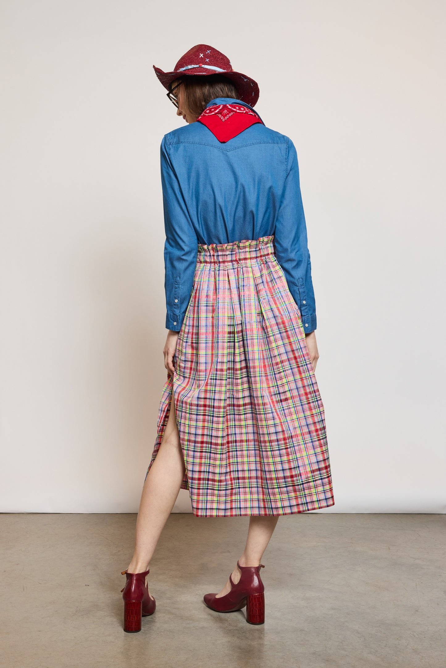 JUPE TARTAN LUREX MULTI