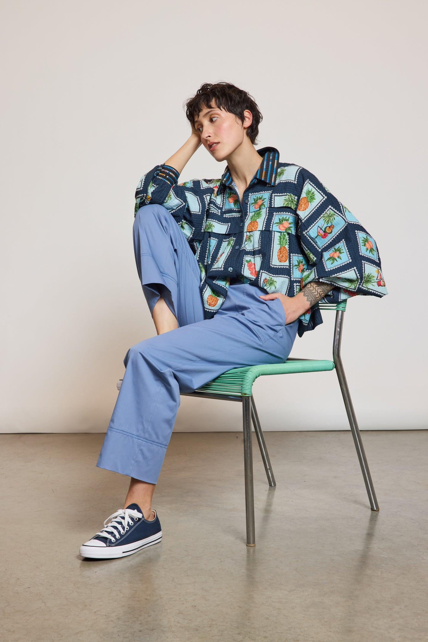 PANTALON MAXI POCHES CIEL