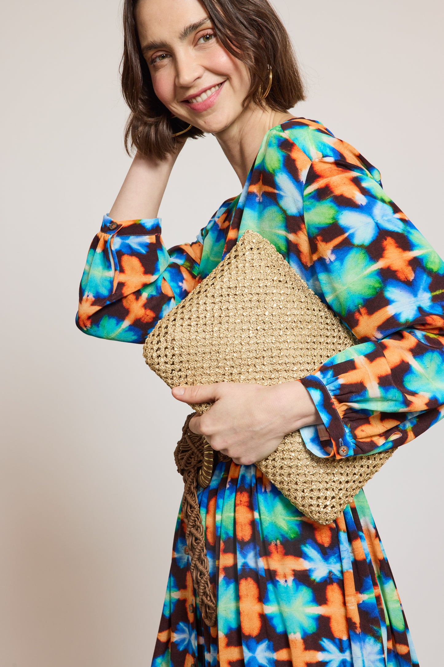 ROBE EN CRÊPE DE CHINE BLEUE