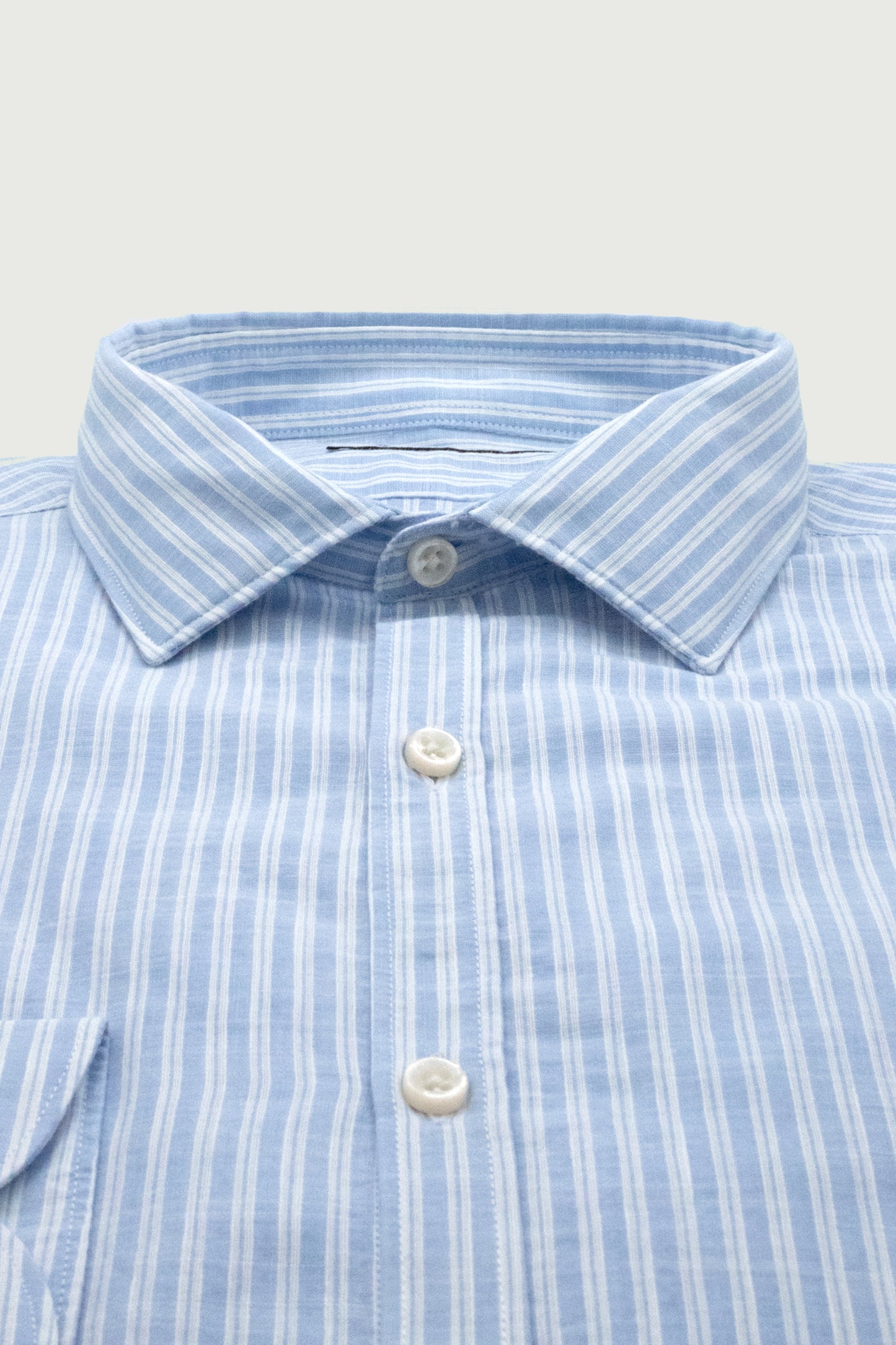 CHEMISE CINTRÉE LIN X COTON RAYÉE BLEUE