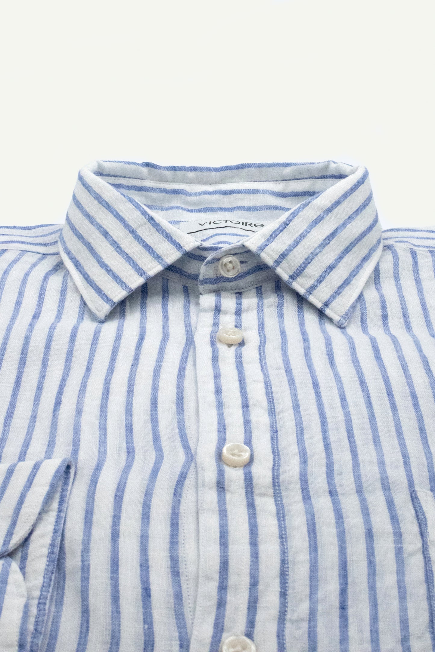LIN CHEMISE DROITE RAYÉE BLEUE