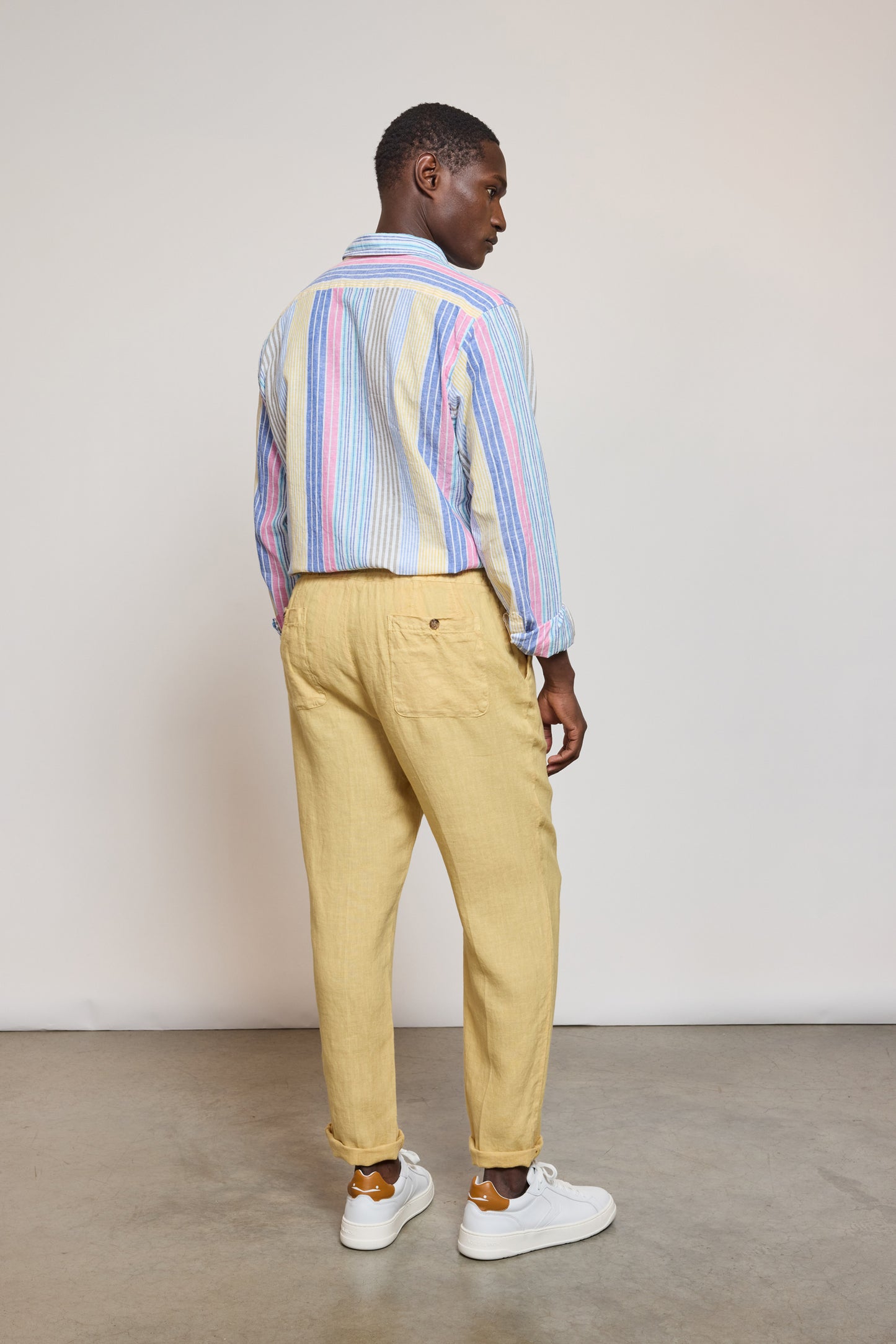 PANTALON LIN ÉLASTIQUÉ BANANE