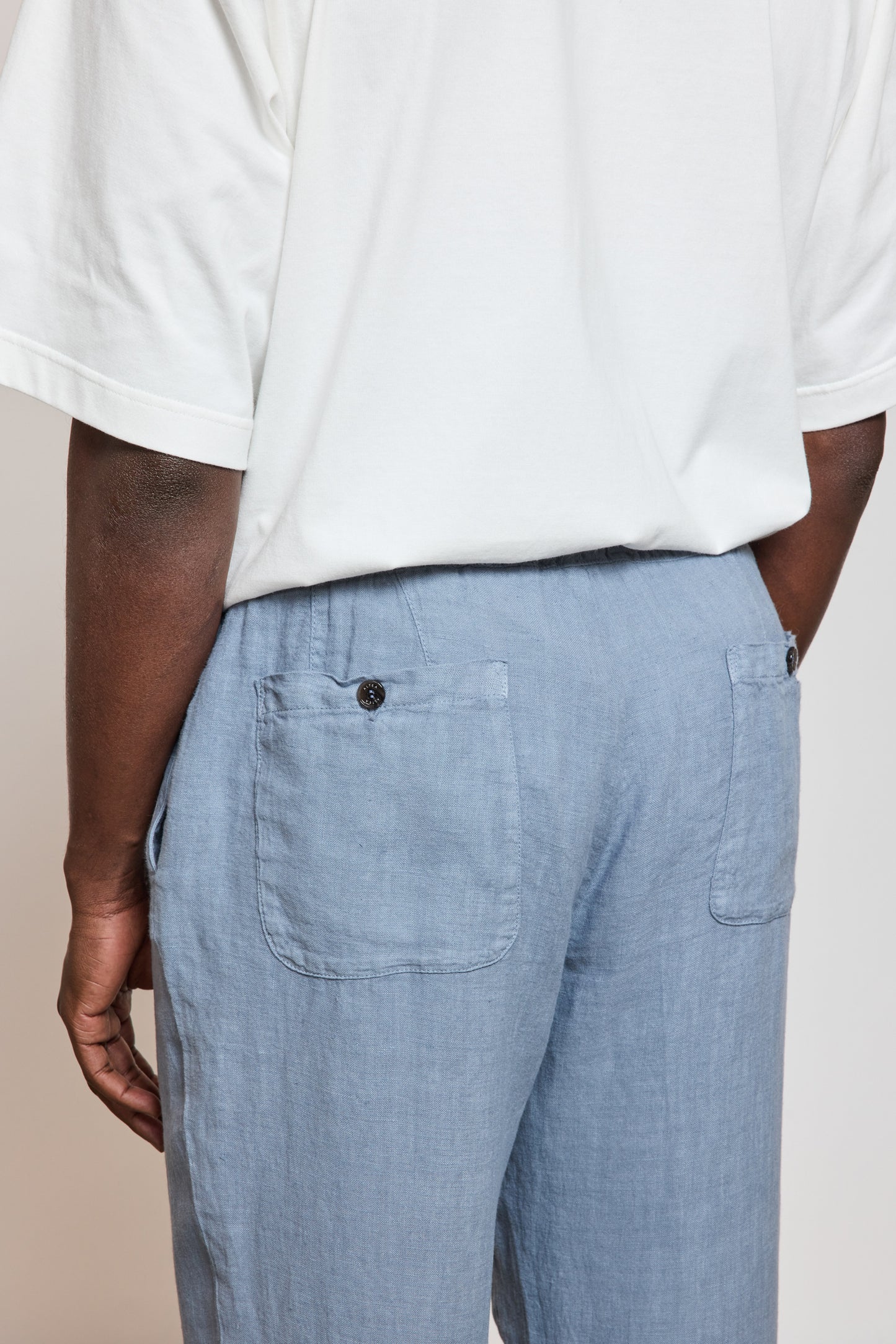 PANTALON LIN ÉLASTIQUÉ CIEL GRISÉ