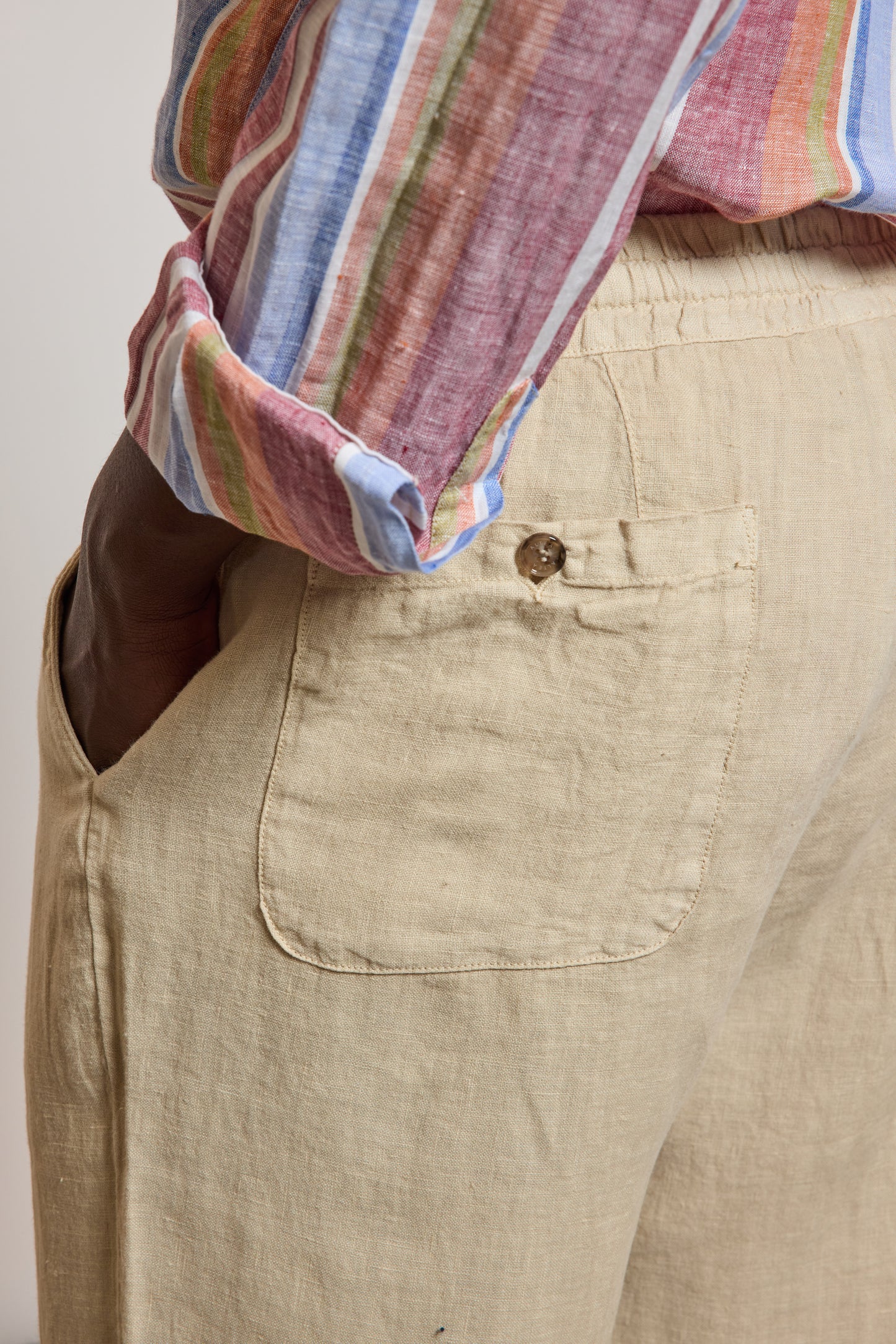 PANTALON LIN ÉLASTIQUÉ SABLE