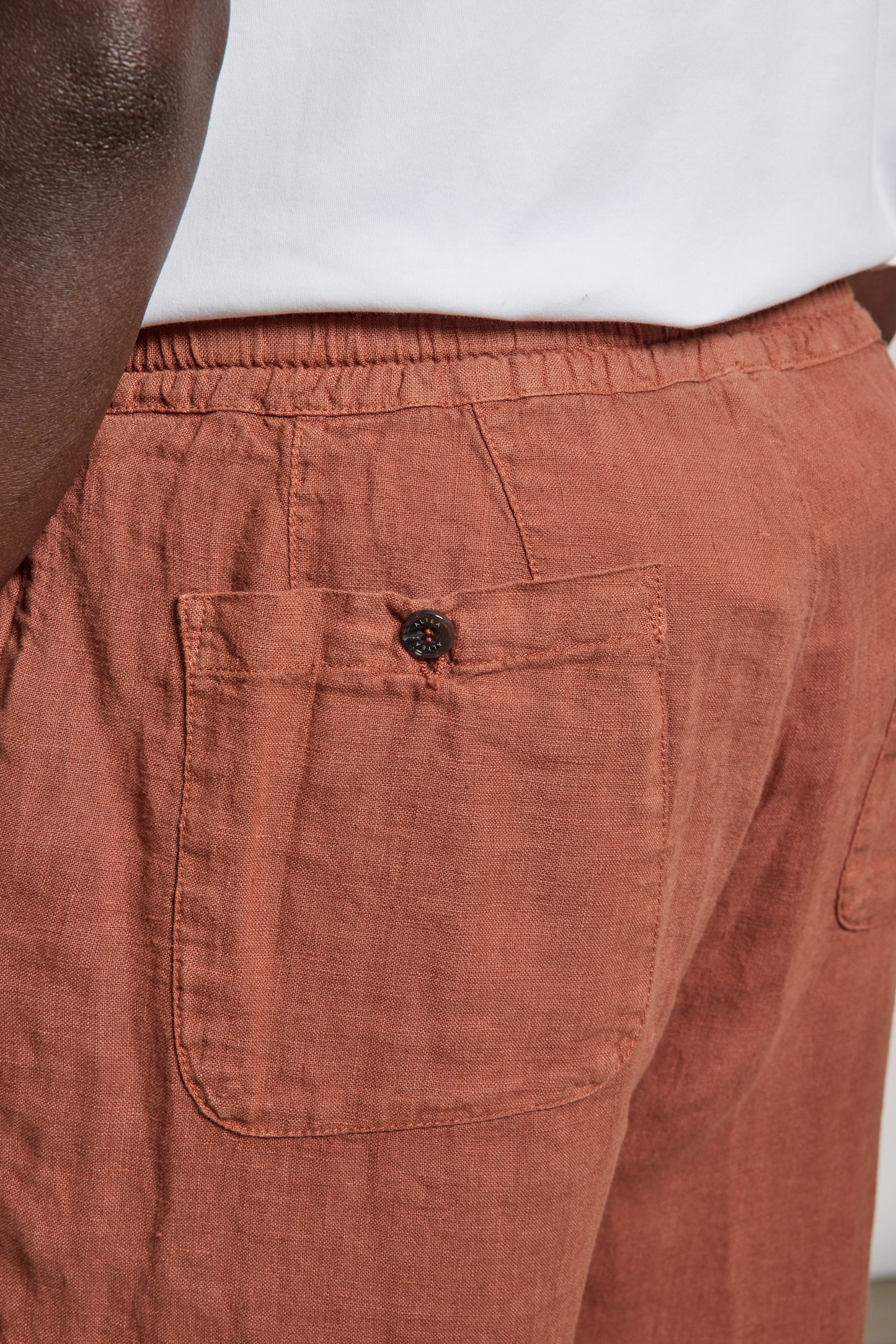 PANTALON LIN ÉLASTIQUÉ TERRACOTTA