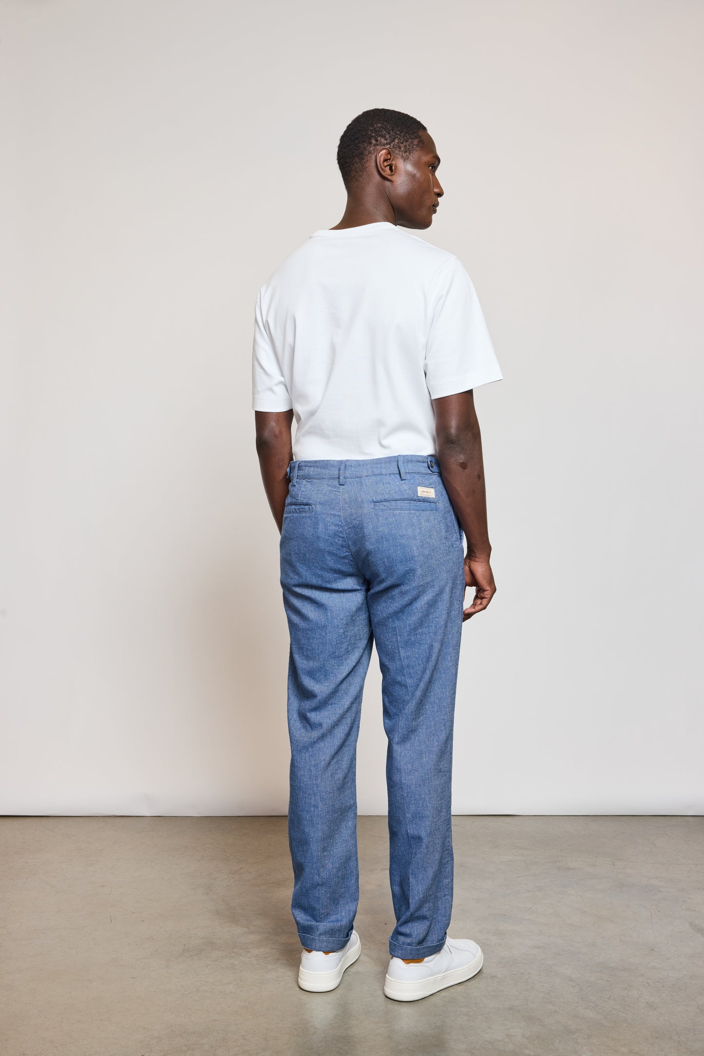 PANTALON DROIT LIN INDIGO