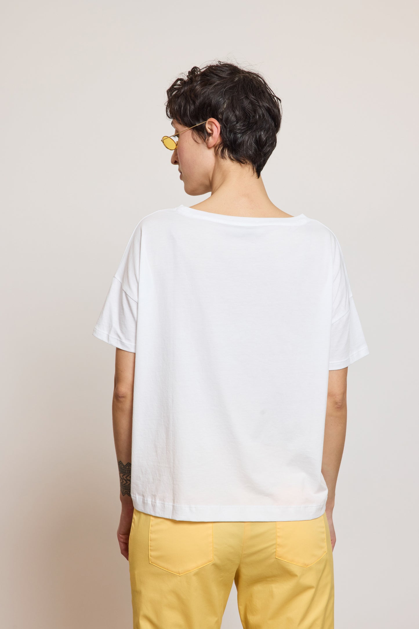 T-SHIRT CARRÉ EN COTON PIMA BLANC