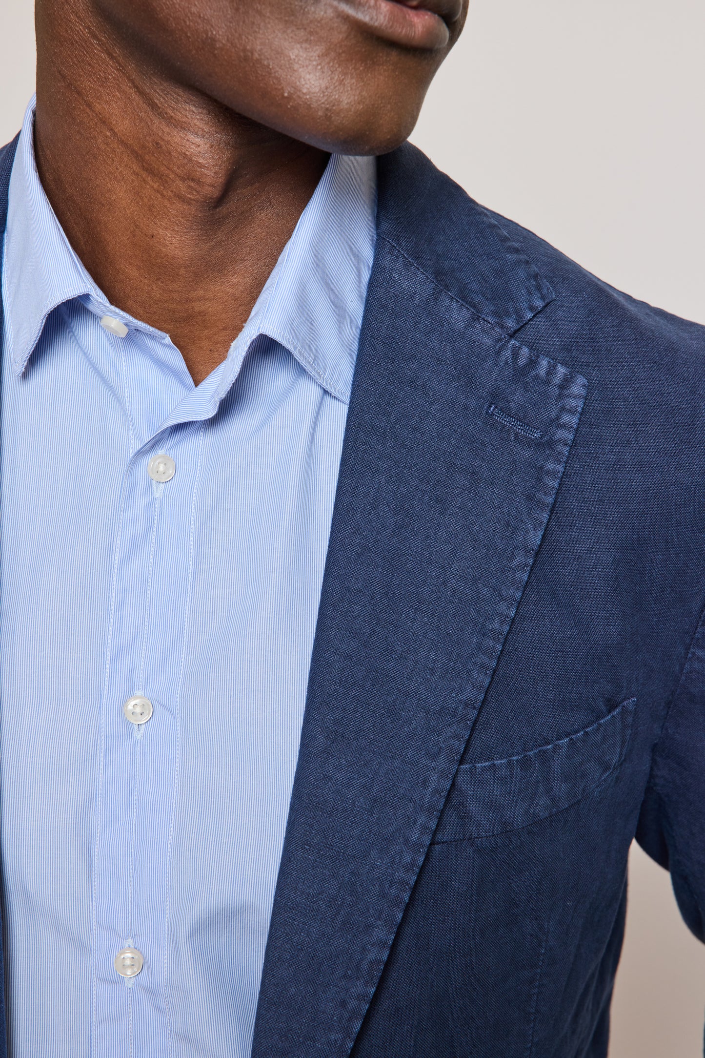 VESTE EN COTON ET LIN NAVY