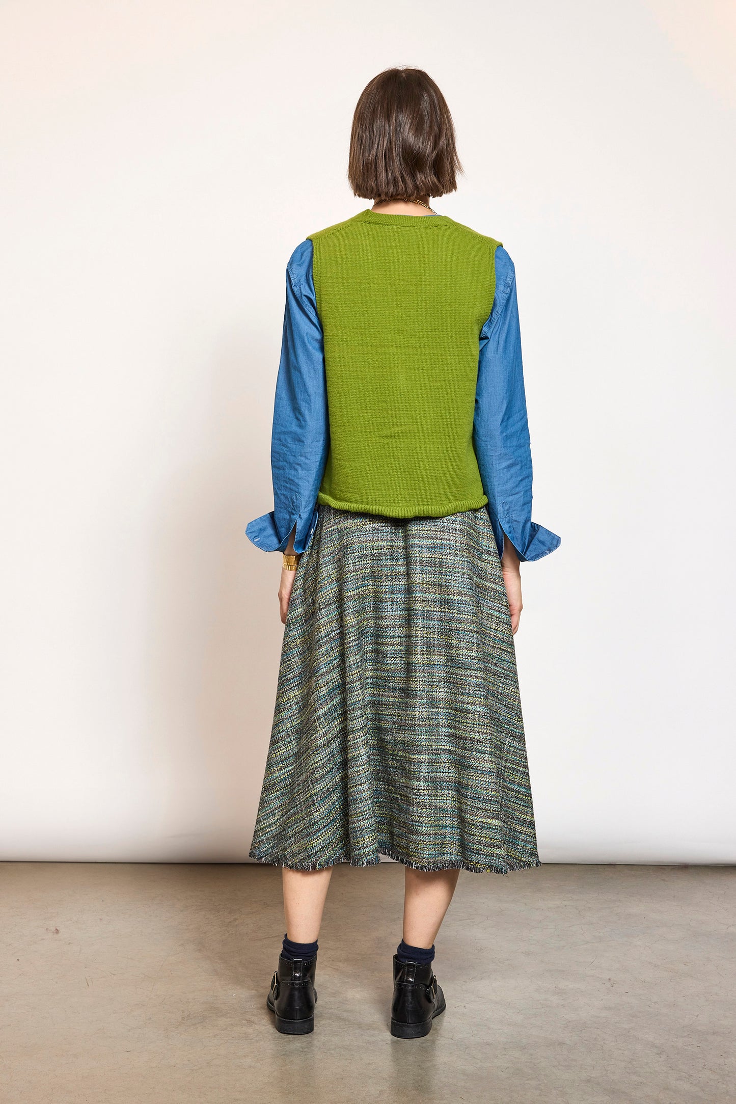 JUPE EN TWEED VERTE