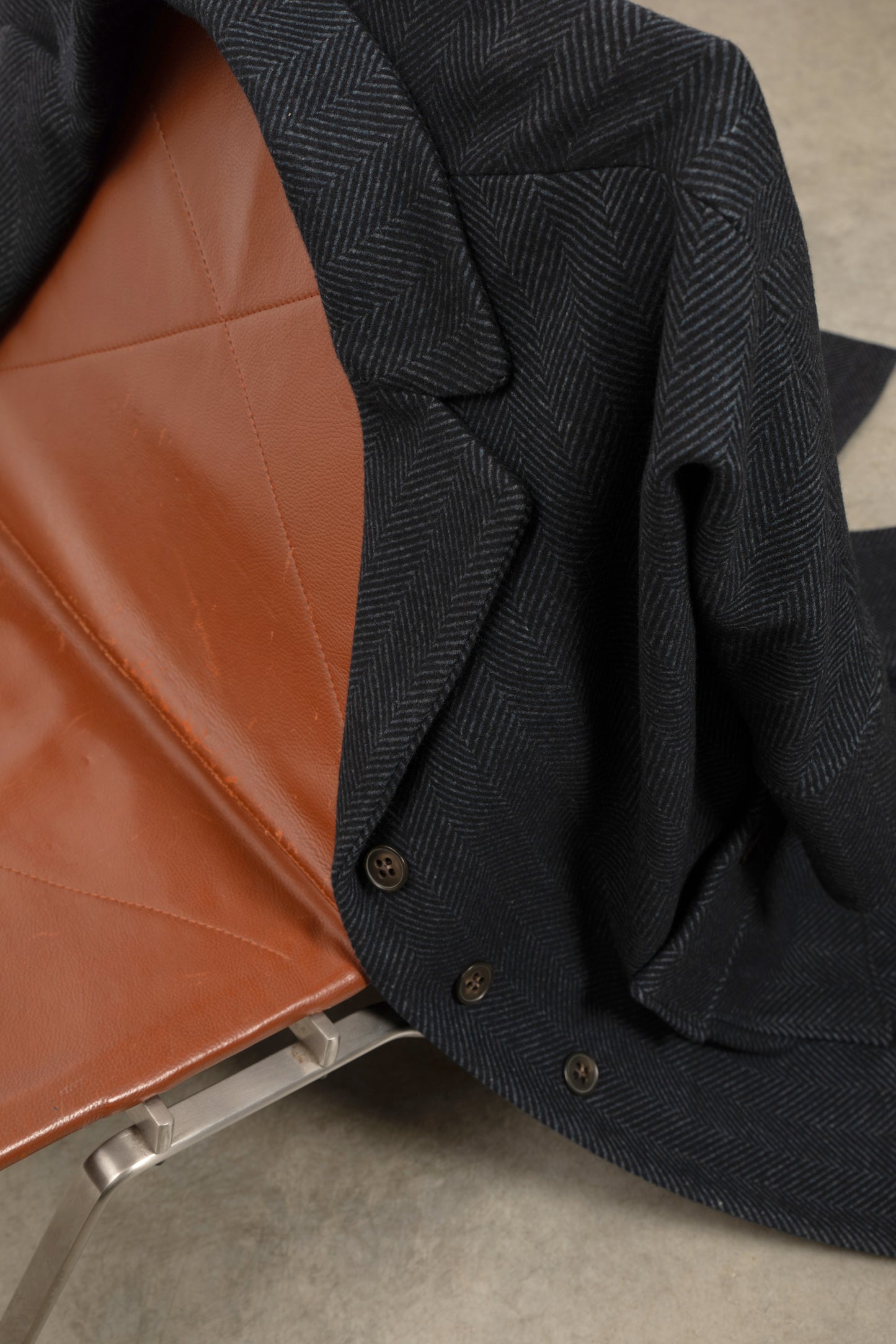 MANTEAU LONG EN CHEVRONS NAVY