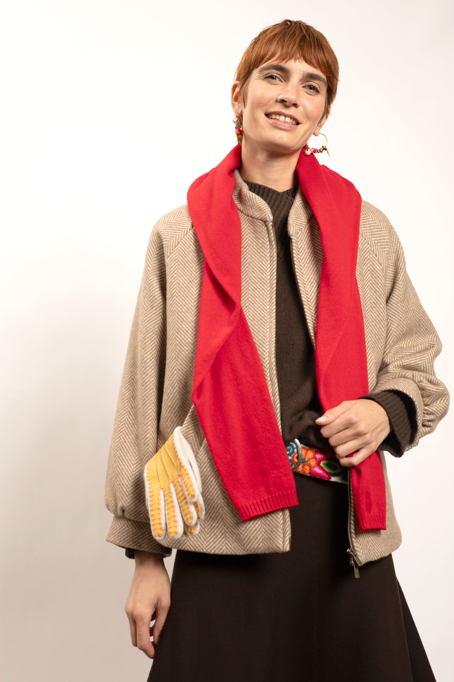 BLOUSON EN CHEVRONS CAMEL