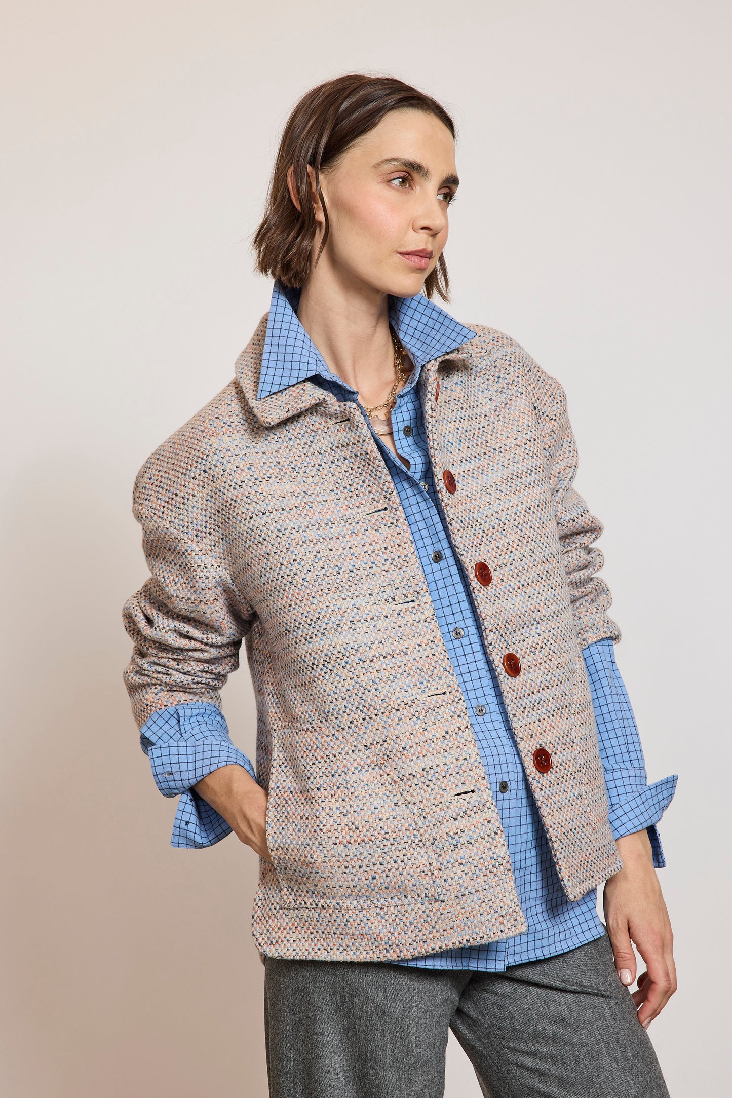 VESTE EN TWEED BEIGE