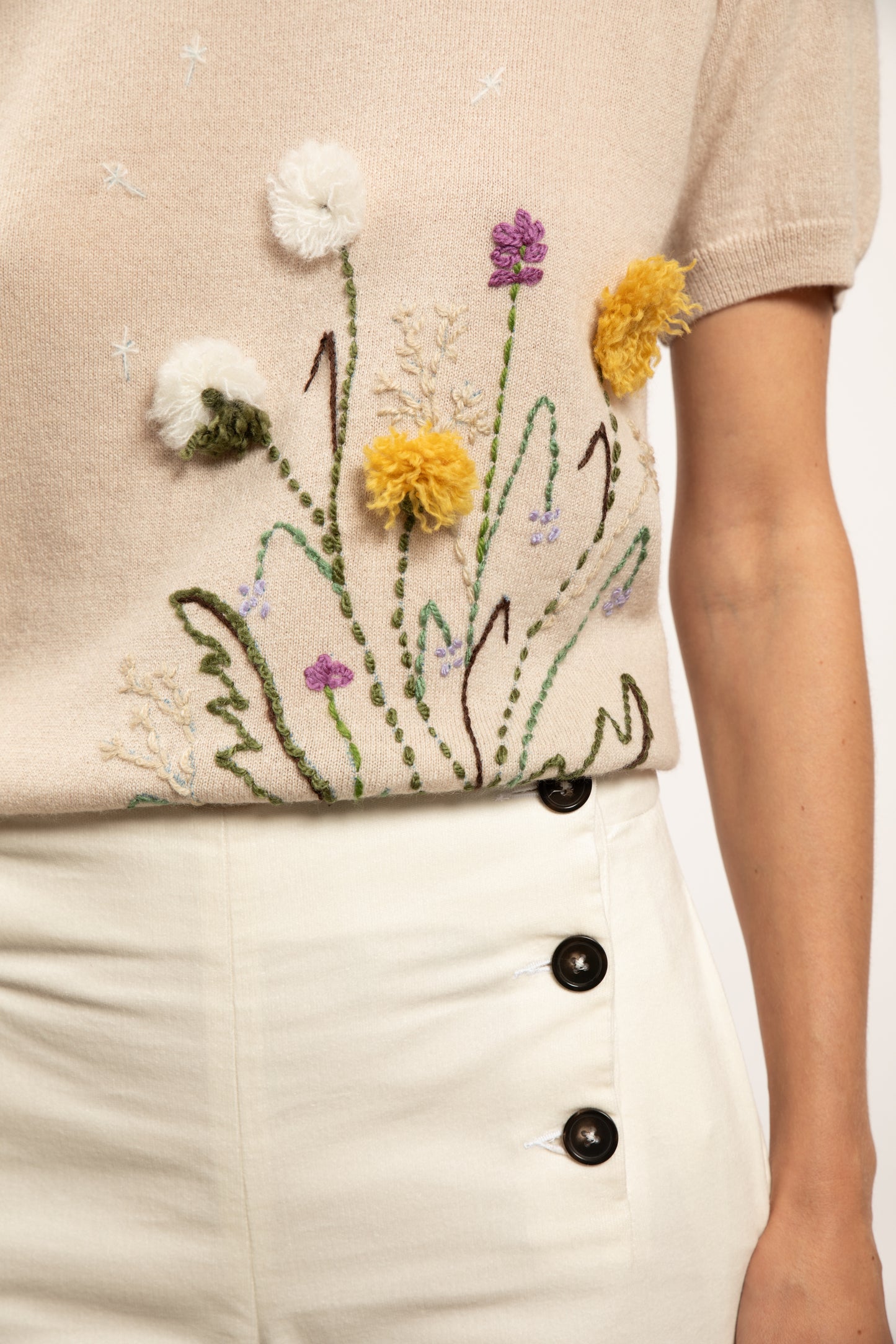 PANTALON À PONT EN VELOURS NEIGE