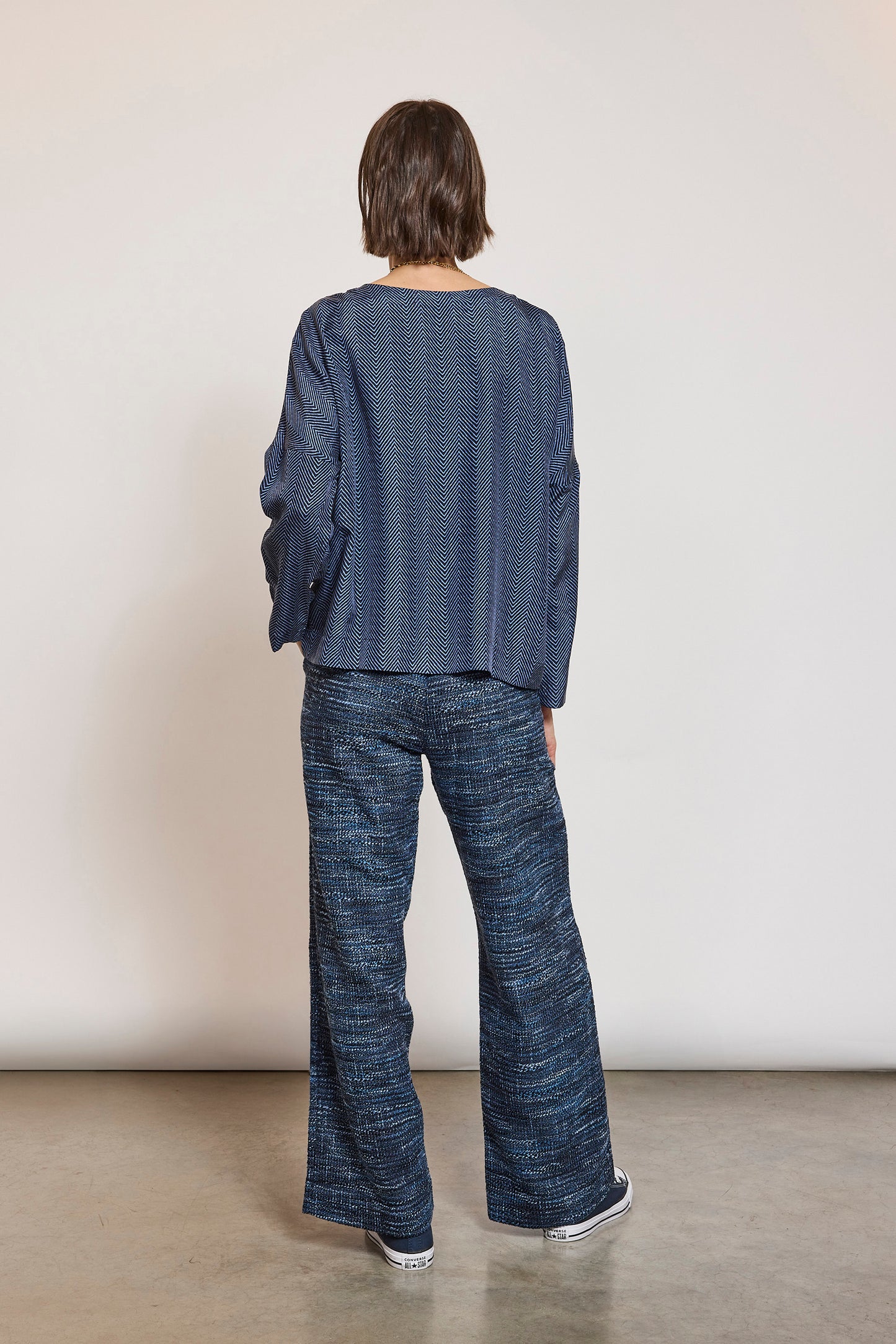 PANTALON EN TWEED NAVY