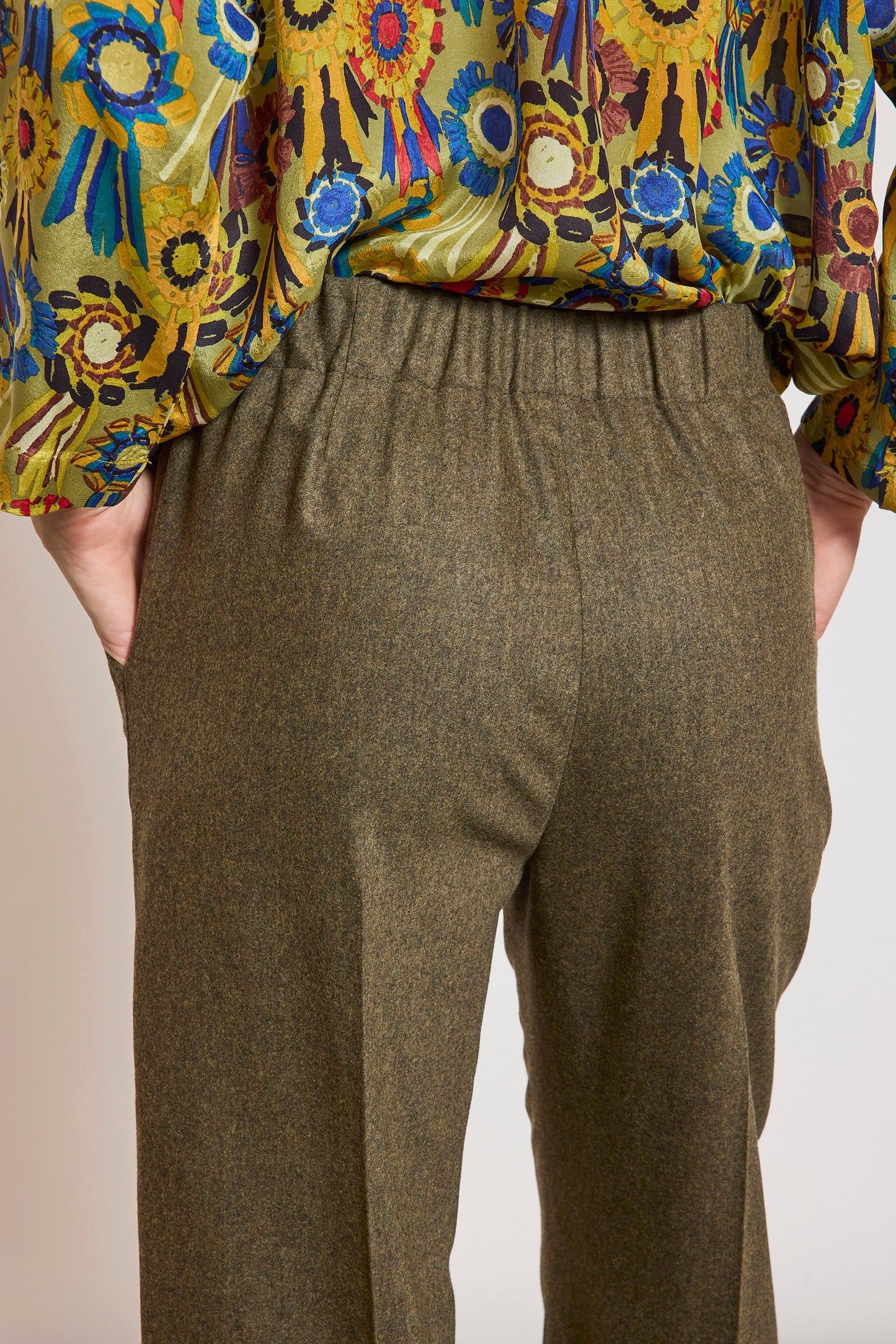 PANTALON FLANNELLE CACHEMIRE KAKI