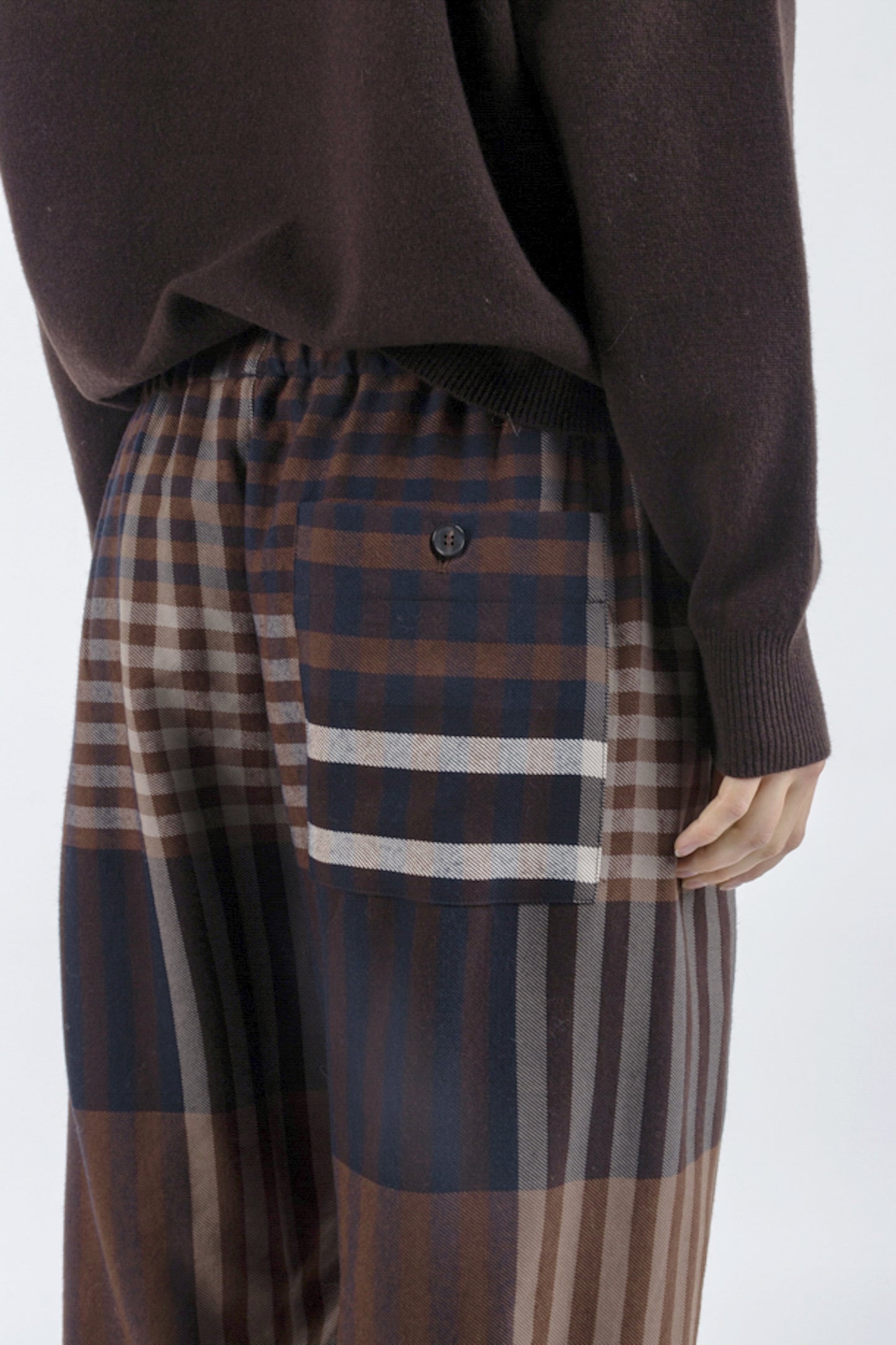 PANTALON À CARREAUX MARINE