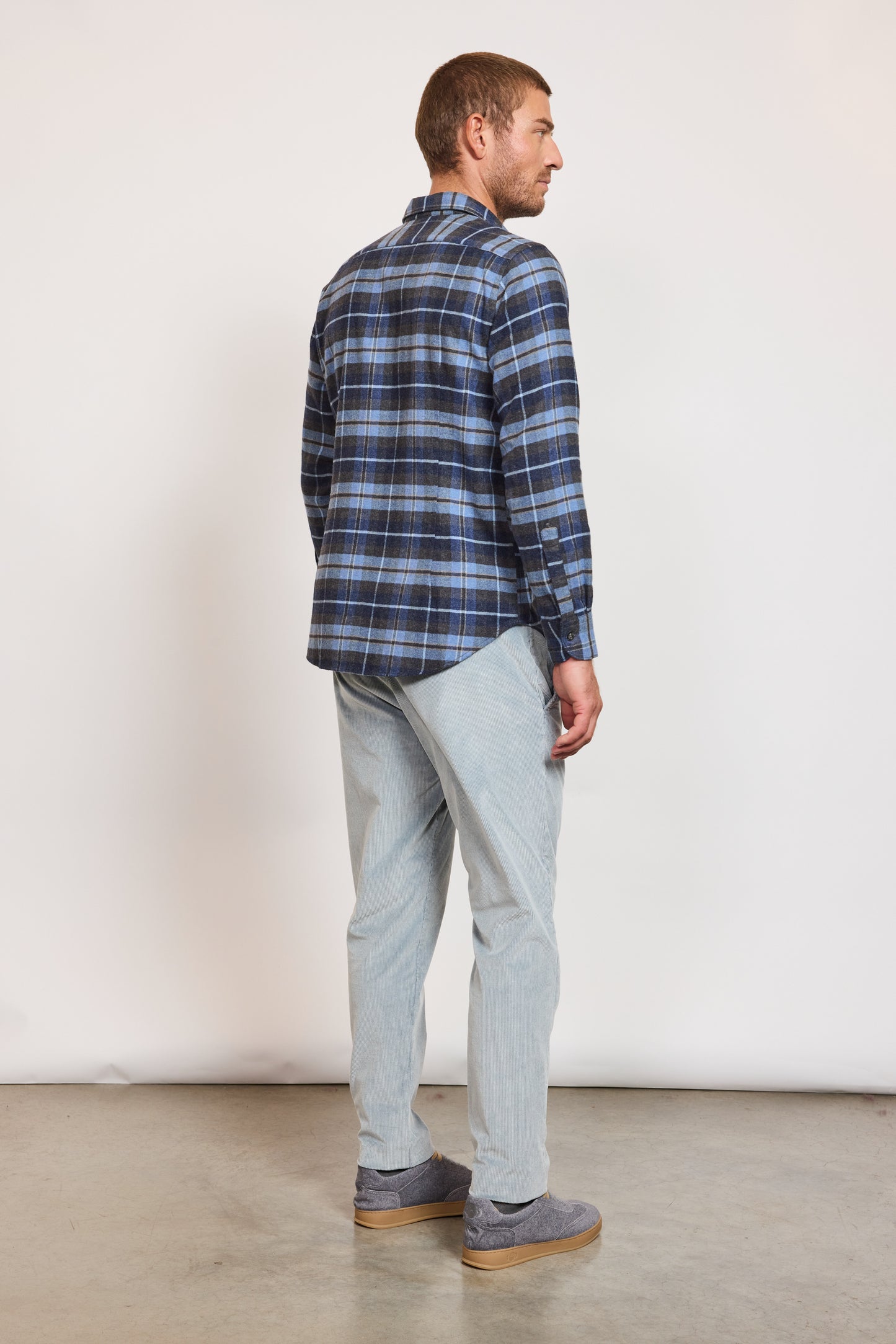 CHEMISE DROITE TARTAN BLEU