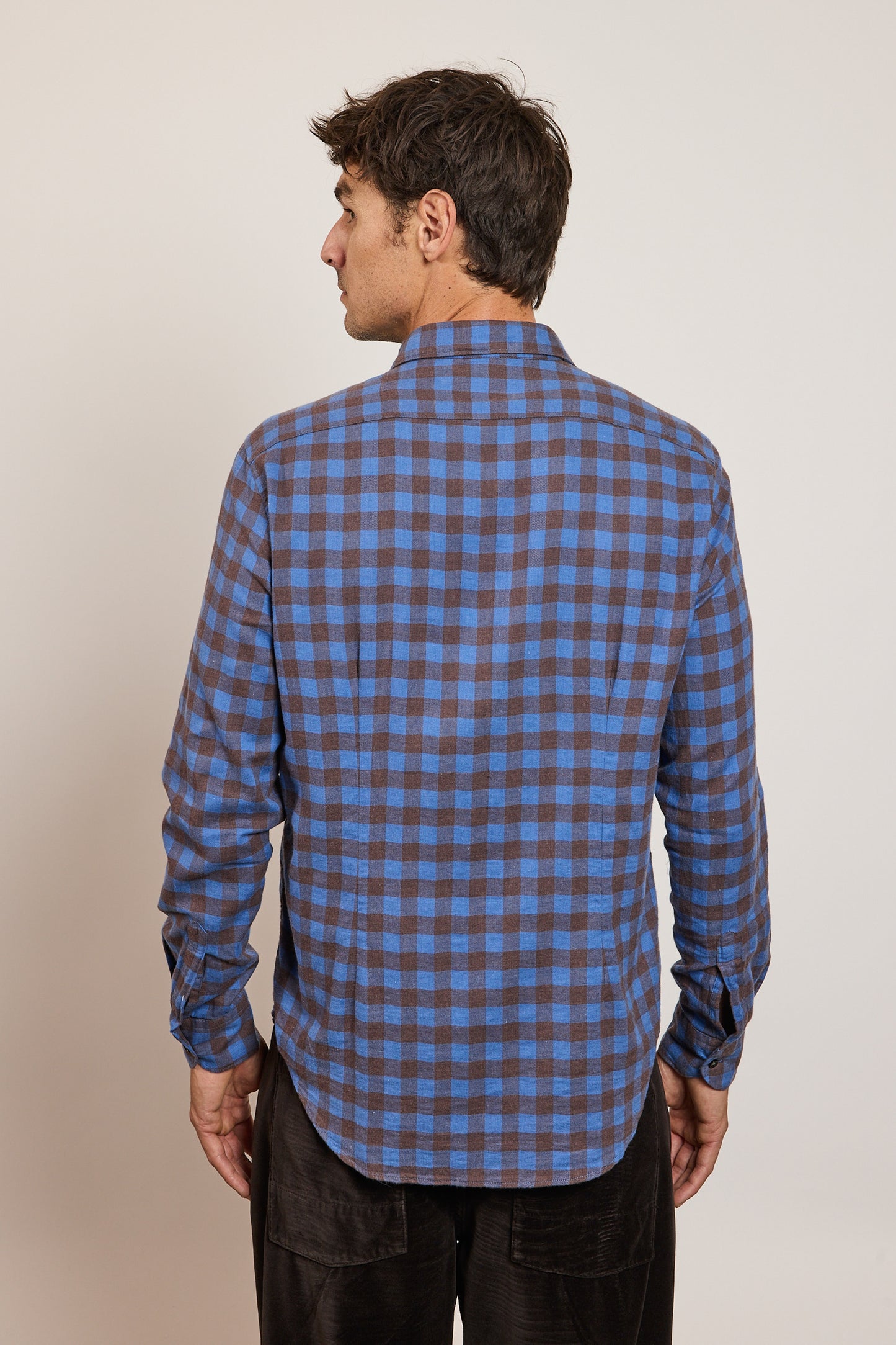 CHEMISE AJUSTÉE PILOU CARREAUX BLEUS
