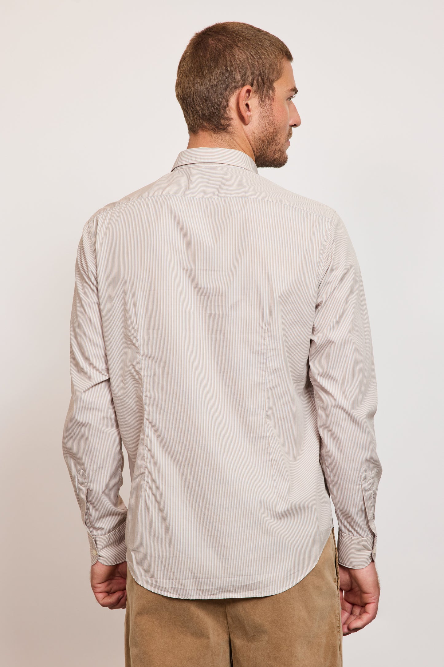 CHEMISE AJUSTÉE SPORT RAYURES SABLE