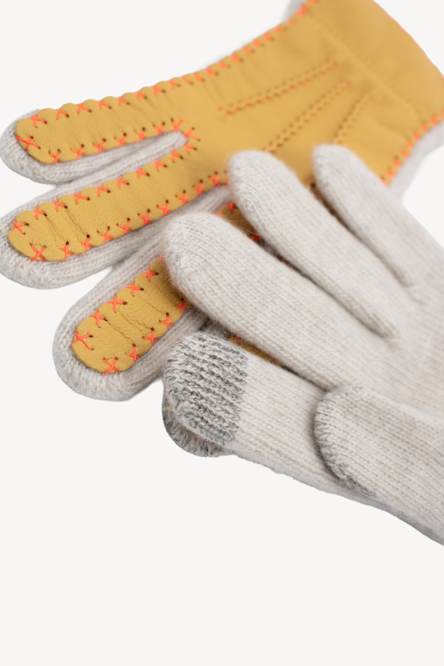 GANTS BI-MATIÈRE BEIGE