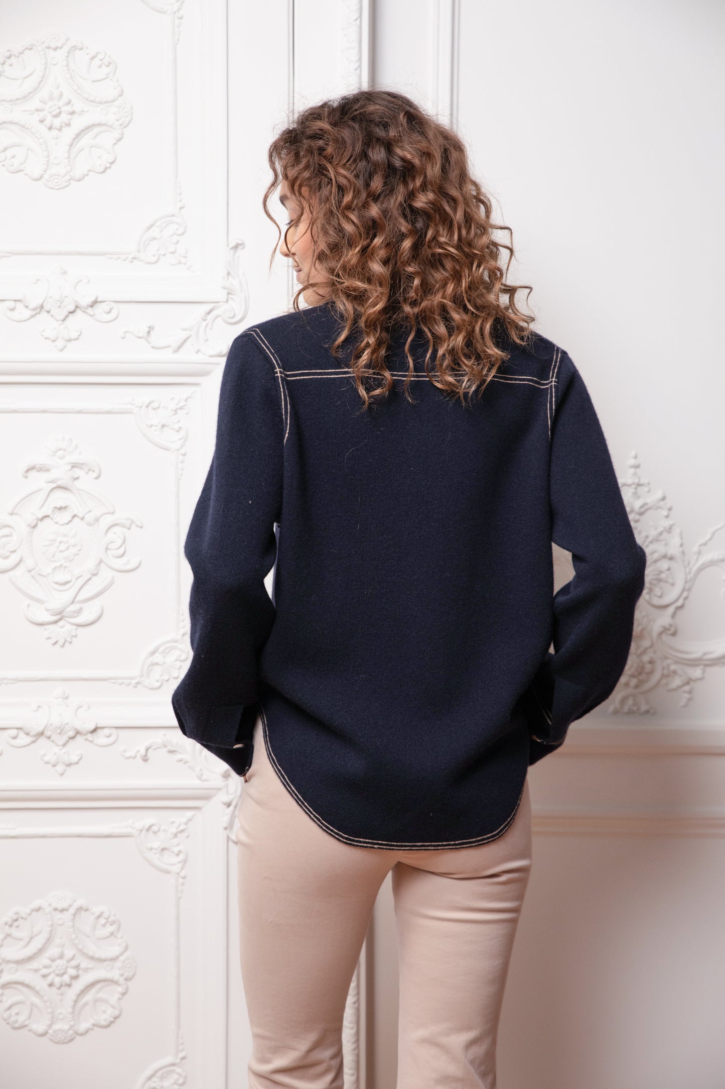 CHEMISE AVEC SURPIQÛRE MARINE