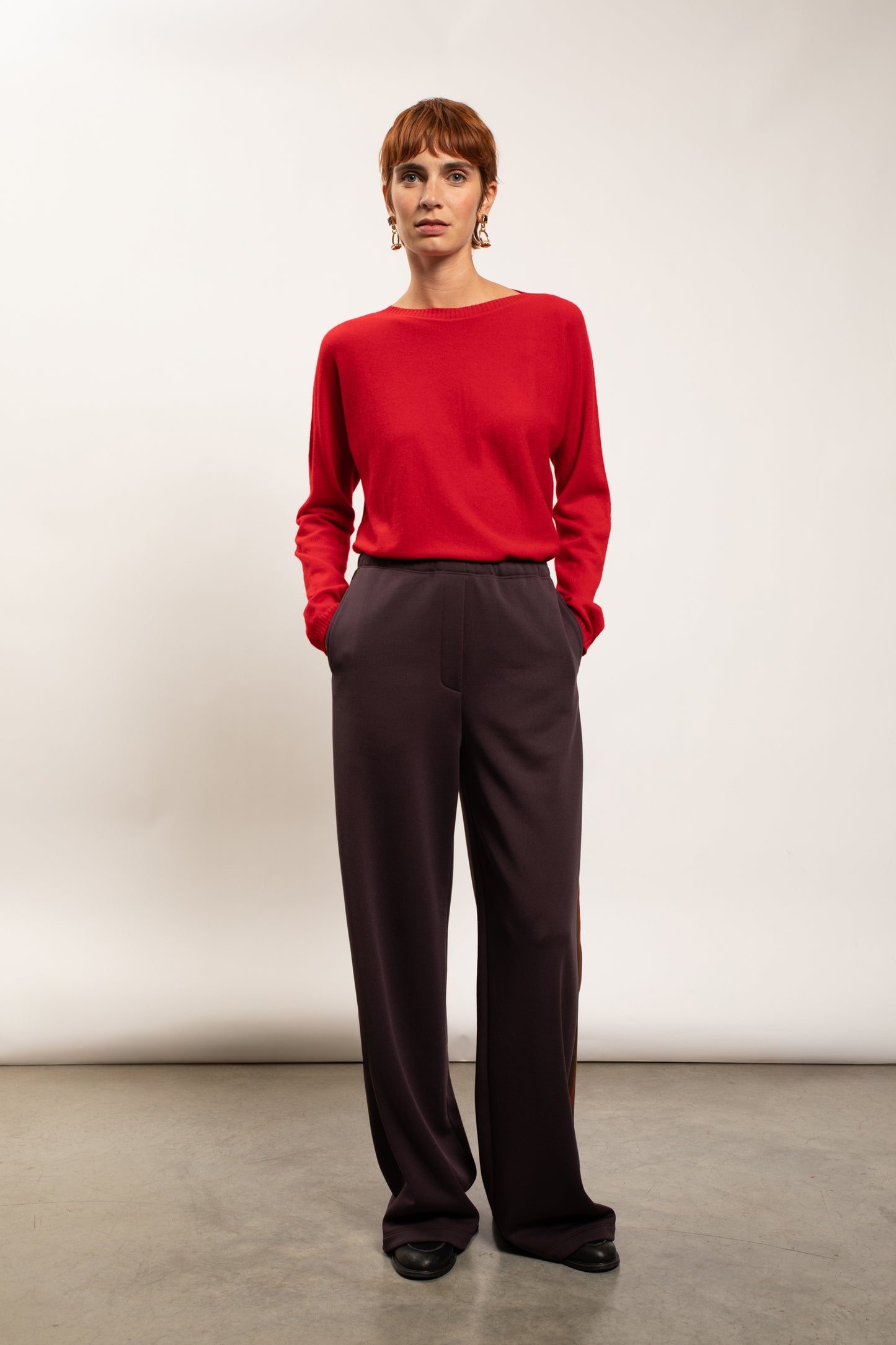 PANTALON EN JERSEY AUBERGINE