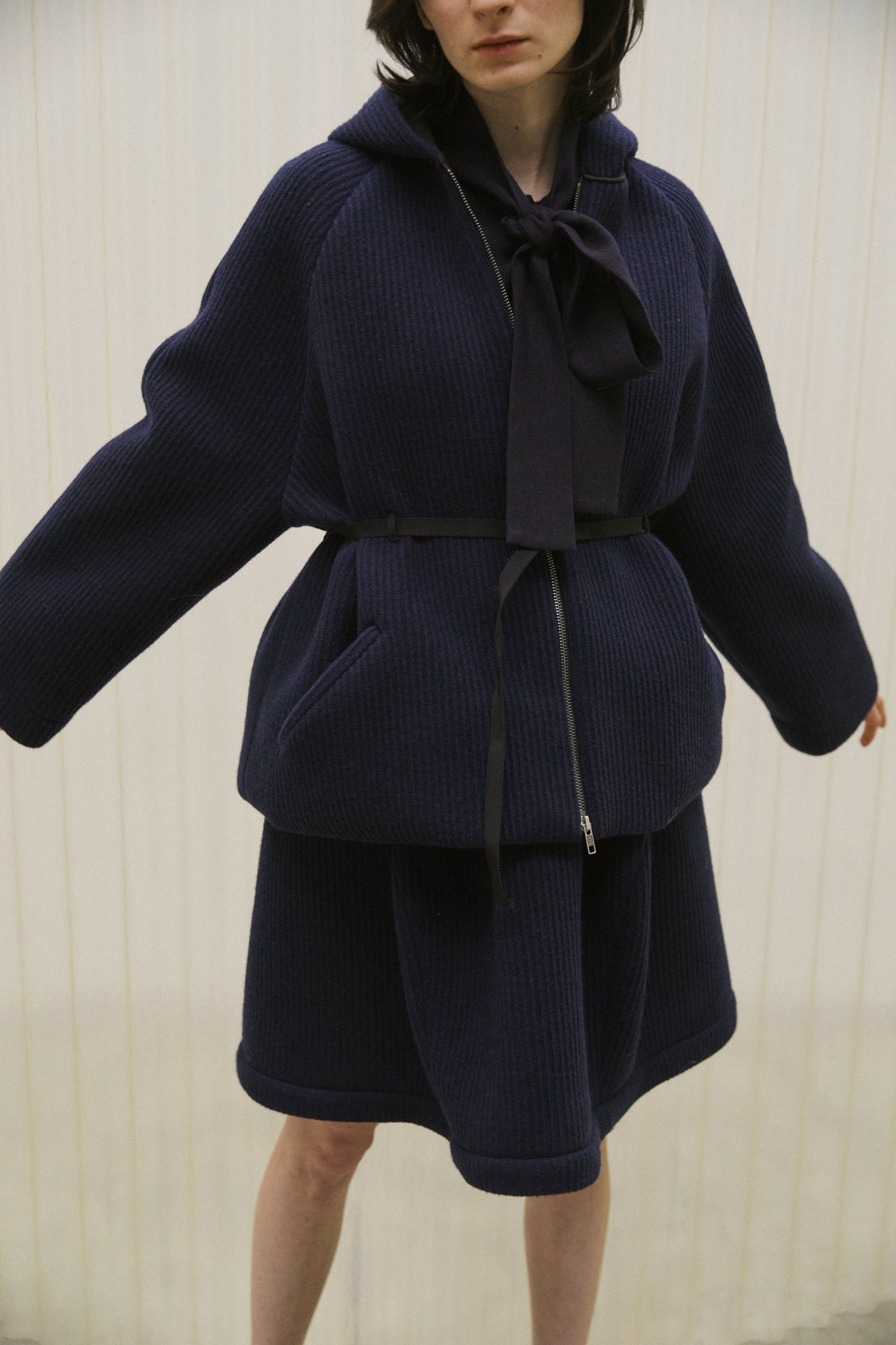 BLOUSON EN MAILLE MARINE