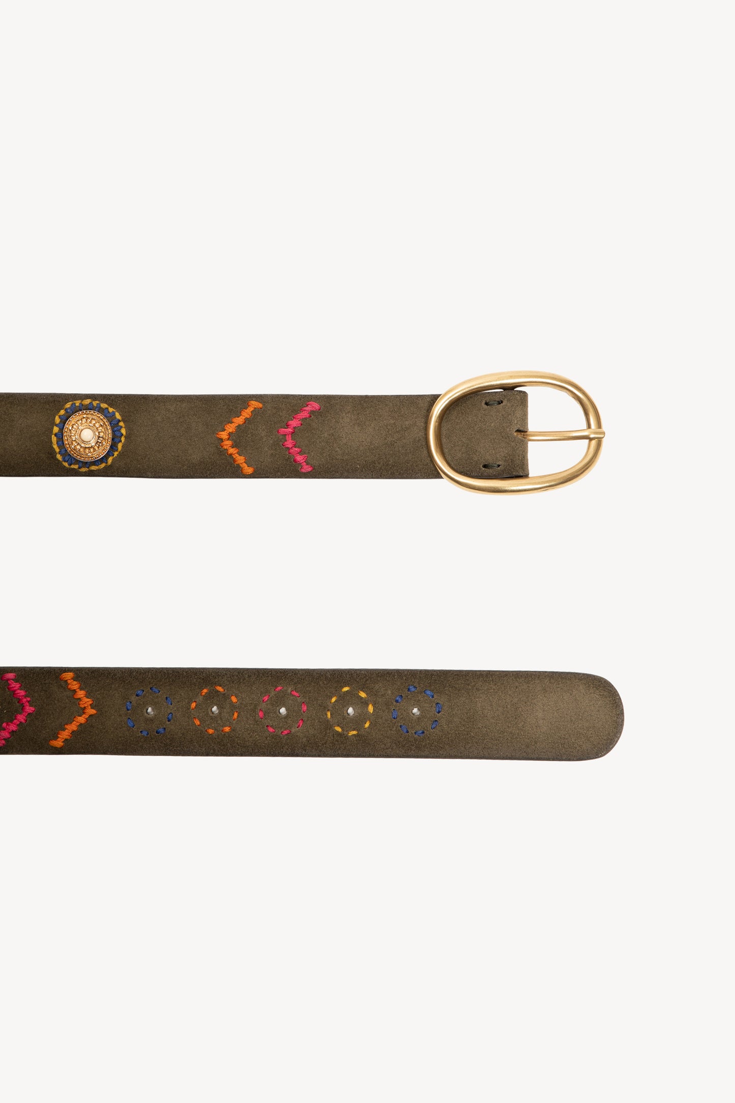 CEINTURE EN DAIM BRODÉE CHOCO