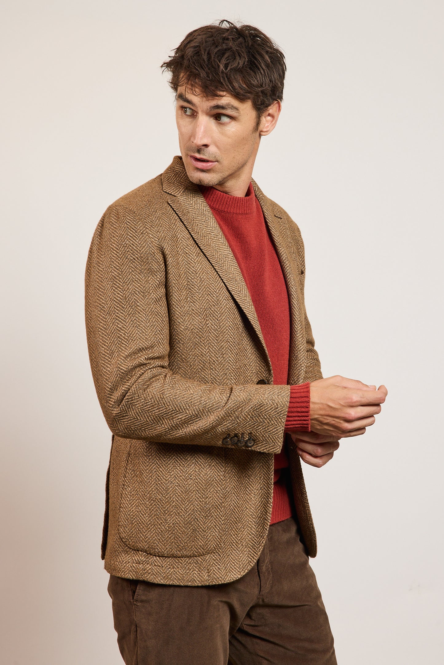 VESTE CHEVRONS LAINE MARRON