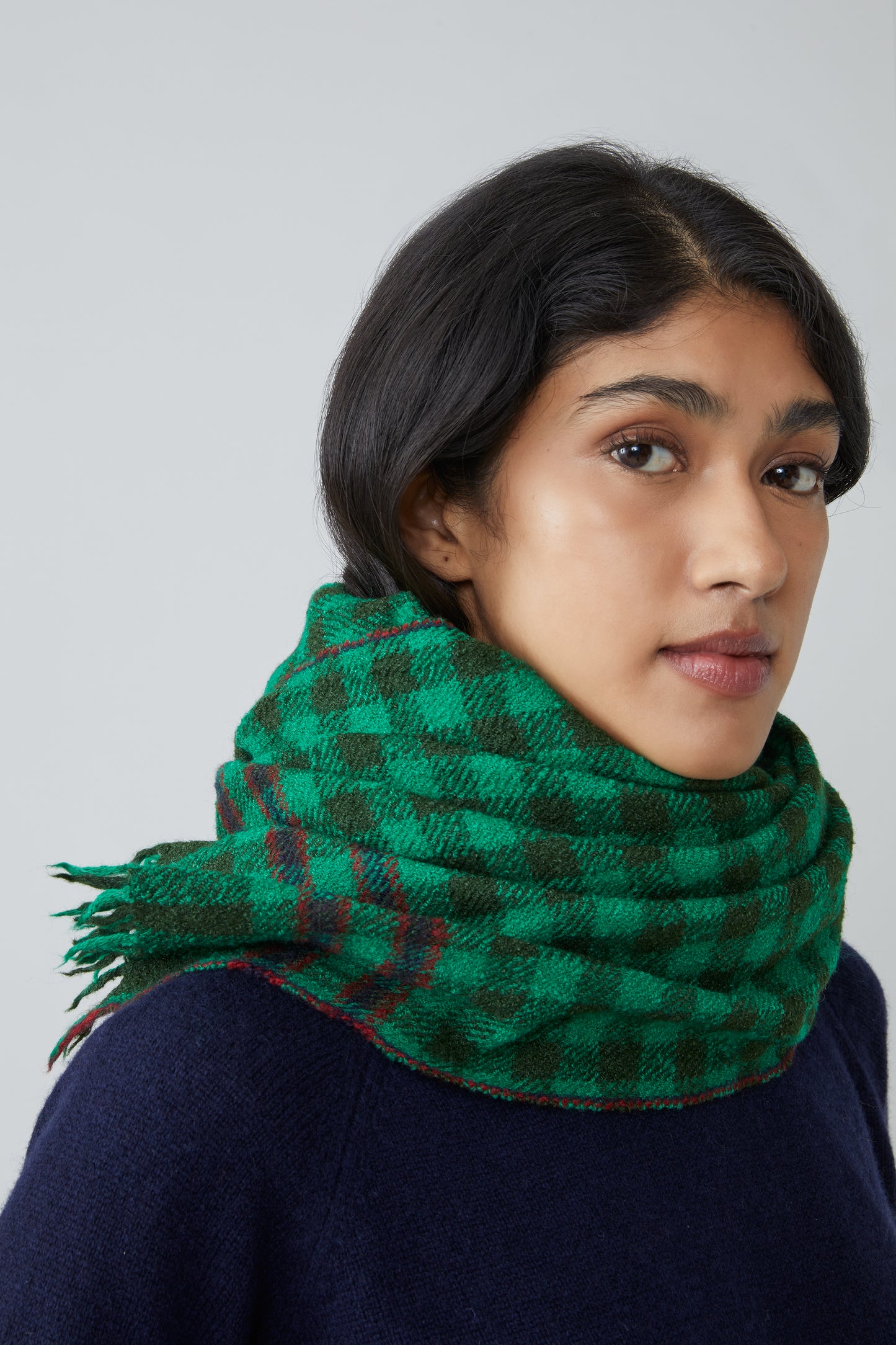 ECHARPE VICHY LAINE VERT ANGLAIS