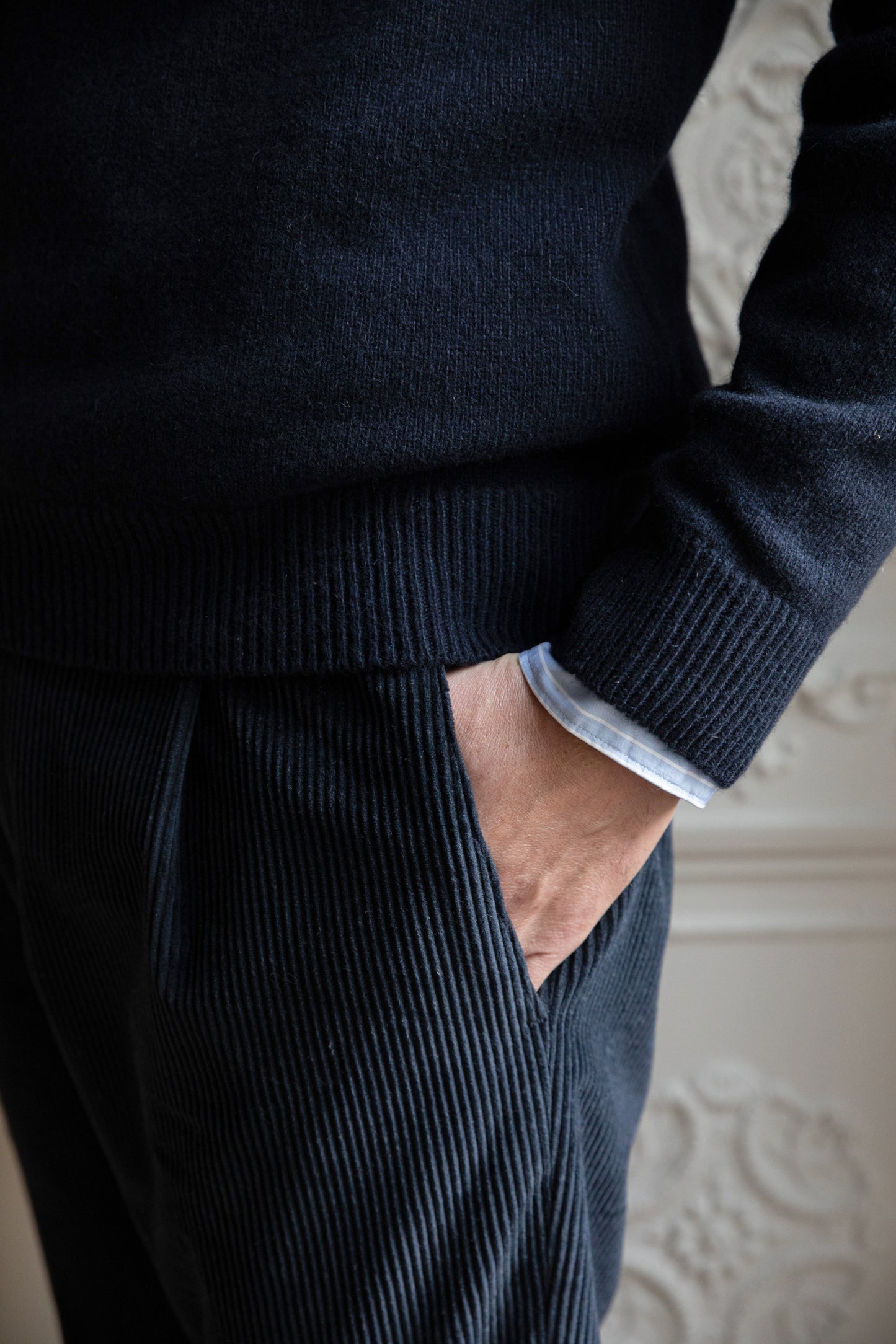 POLO CACHEMIRE RECYCLÉ MARINE