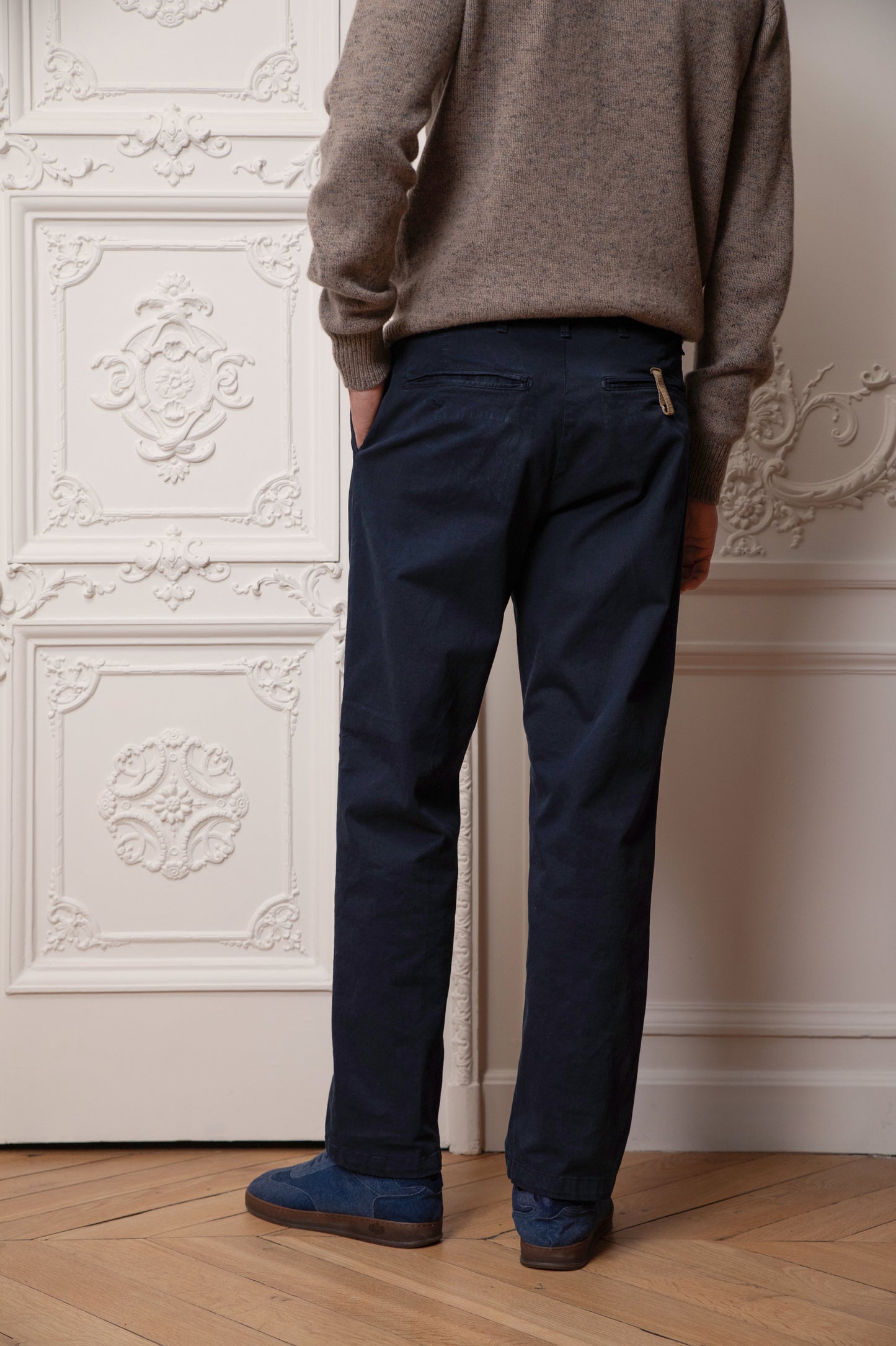 PANTALON DROIT PINCES MARINE