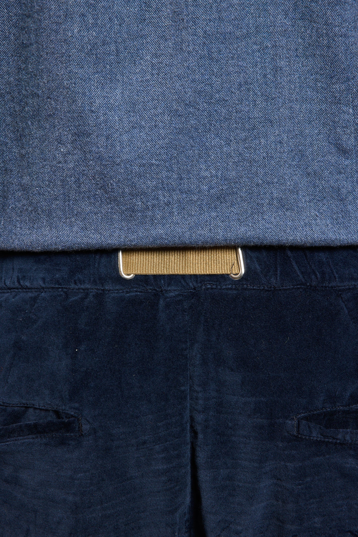 PANTALON VELOURS LISSE MARINE