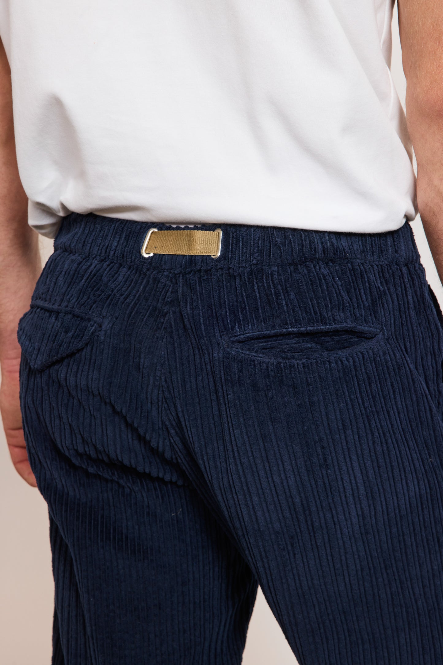 PANTALON VELOURS DOUBLE COTES MARINE