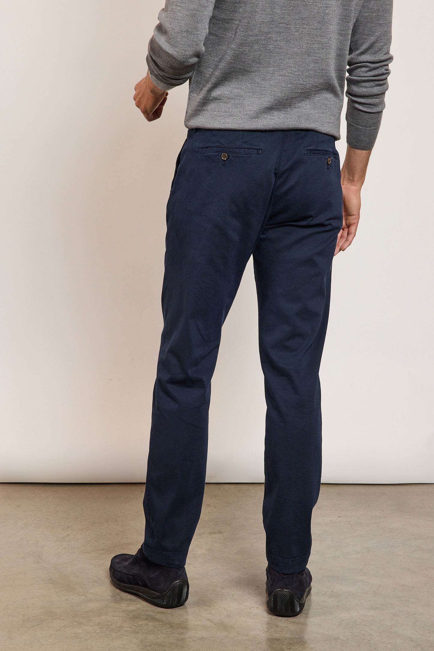 PANTALON SLIM COTON MODAL MARINE