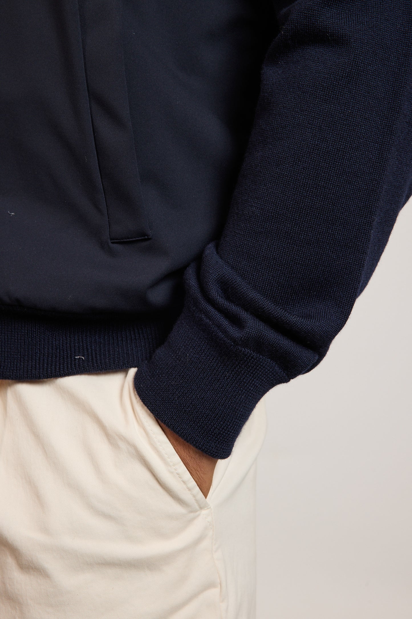 CARDIGAN BI-MATIÈRE MARINE