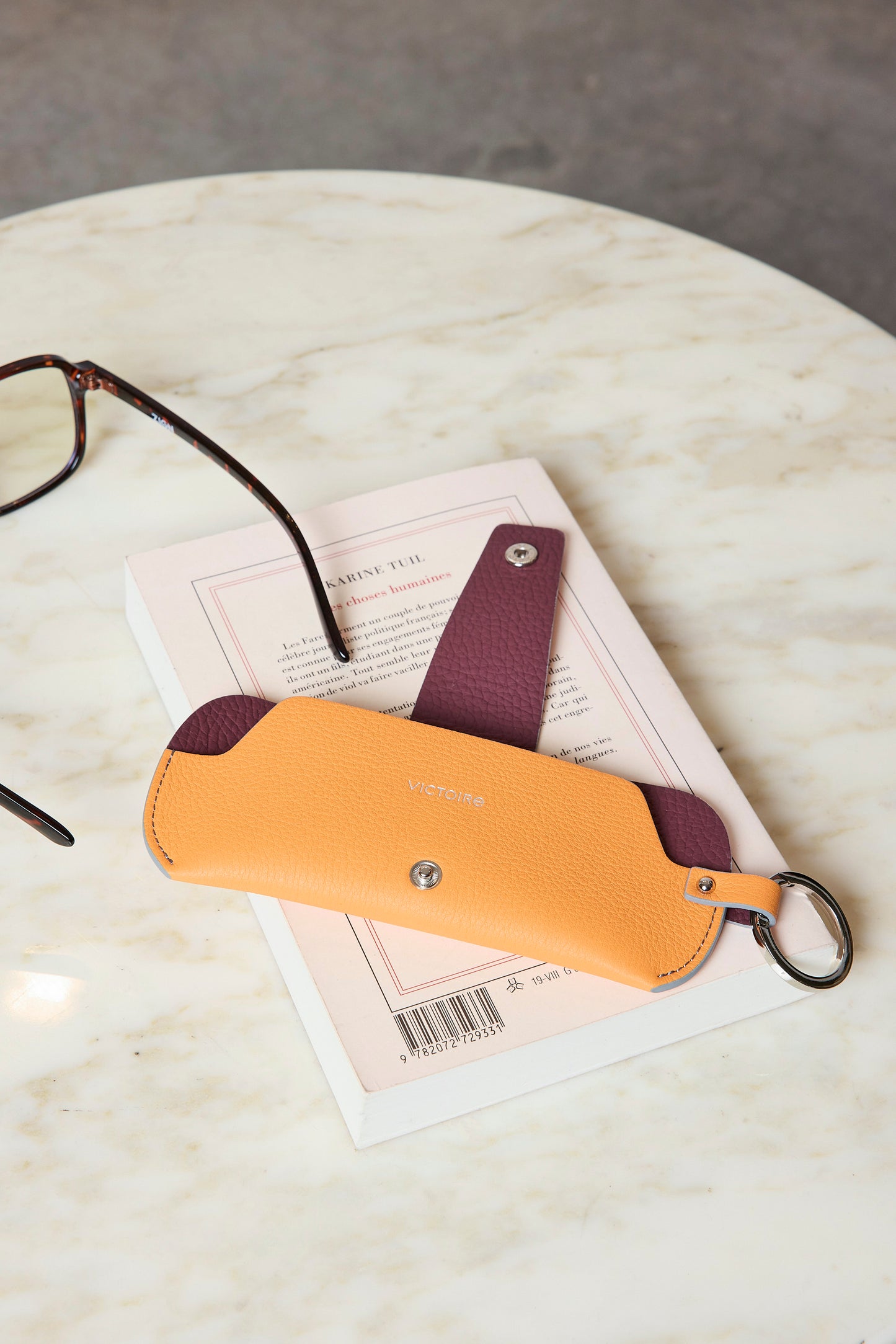 PORTE LUNETTES ORANGE-BORDEAUX