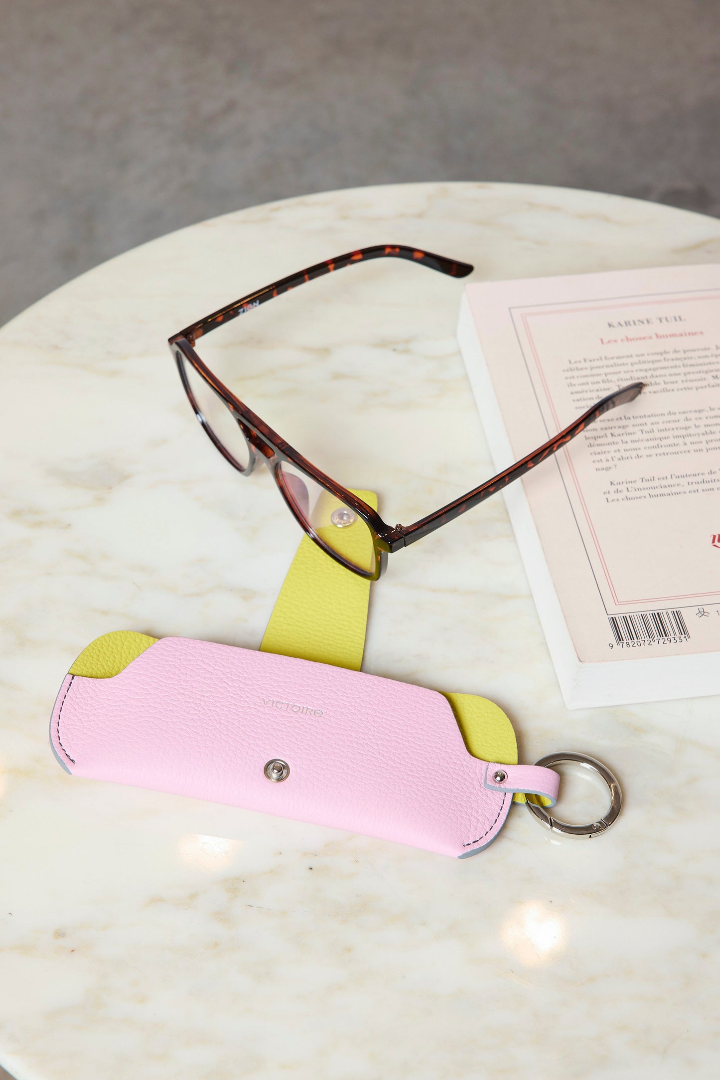 PORTE LUNETTES ROSE-JAUNE