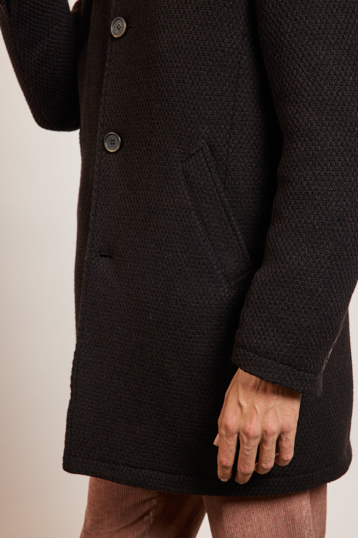 MANTEAU CAVIAR DE LAINE CHOCOLAT