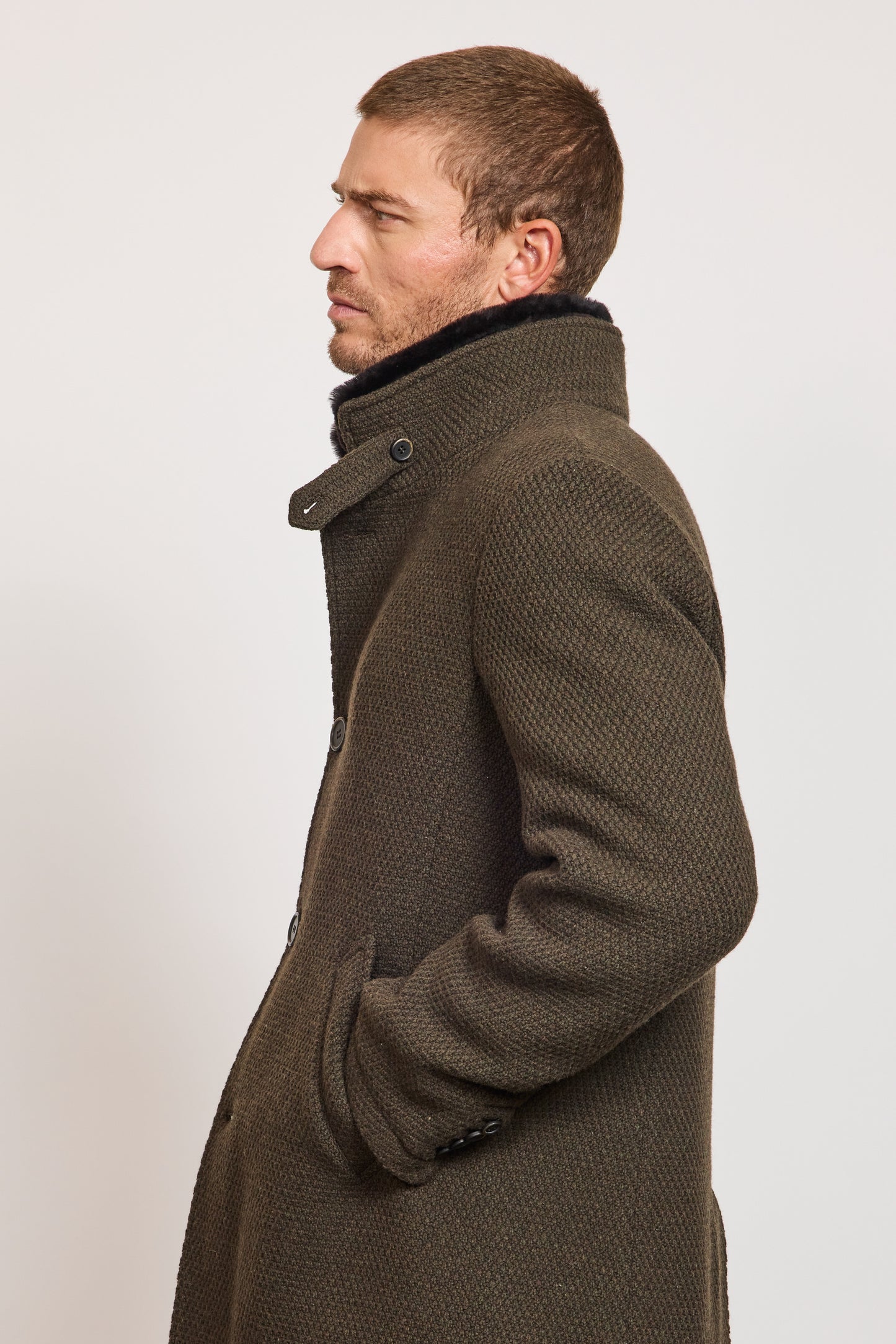 MANTEAU CAVIAR DE LAINE KAKI