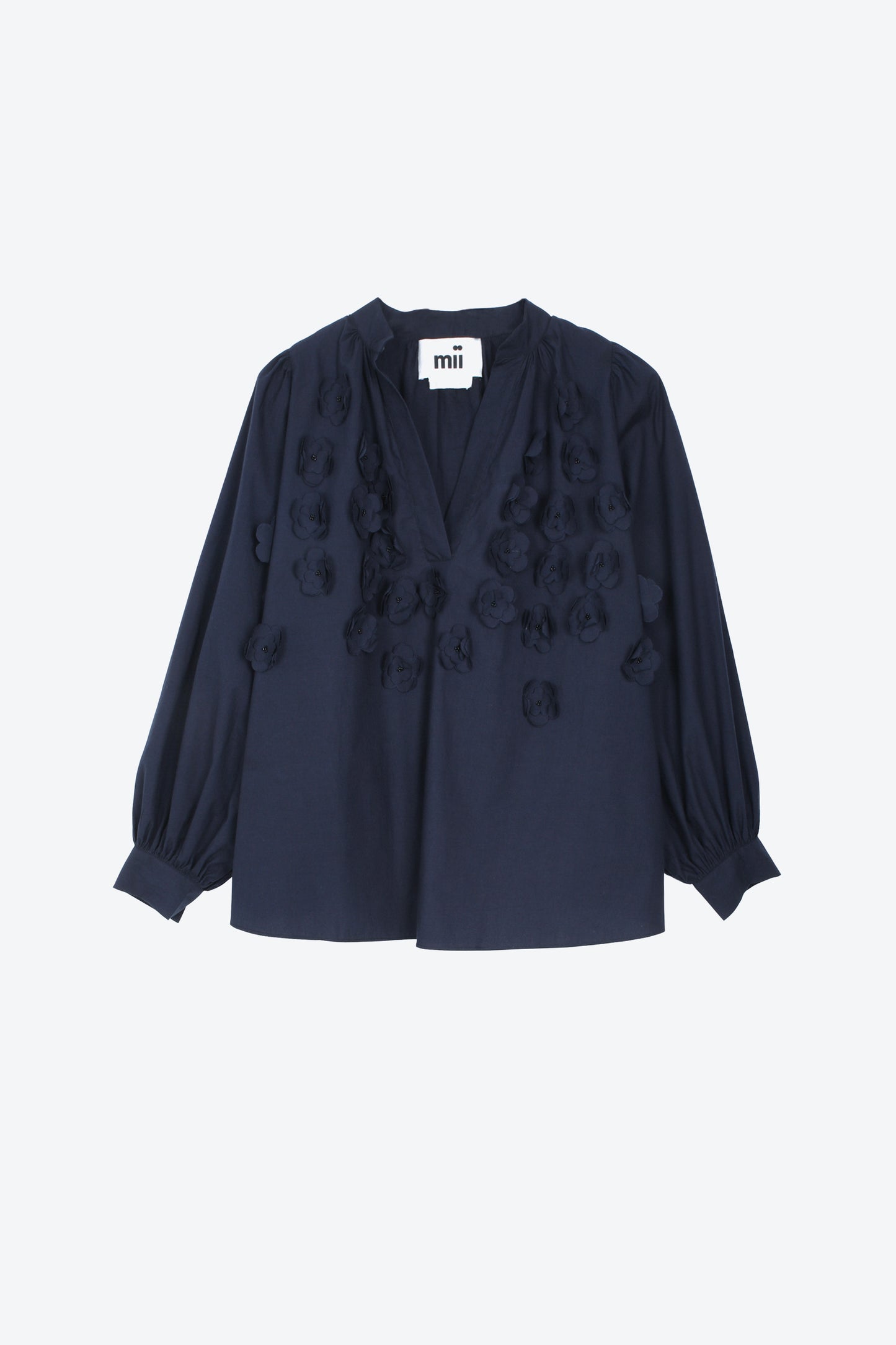 BLOUSE FLEURS LASER MARINE