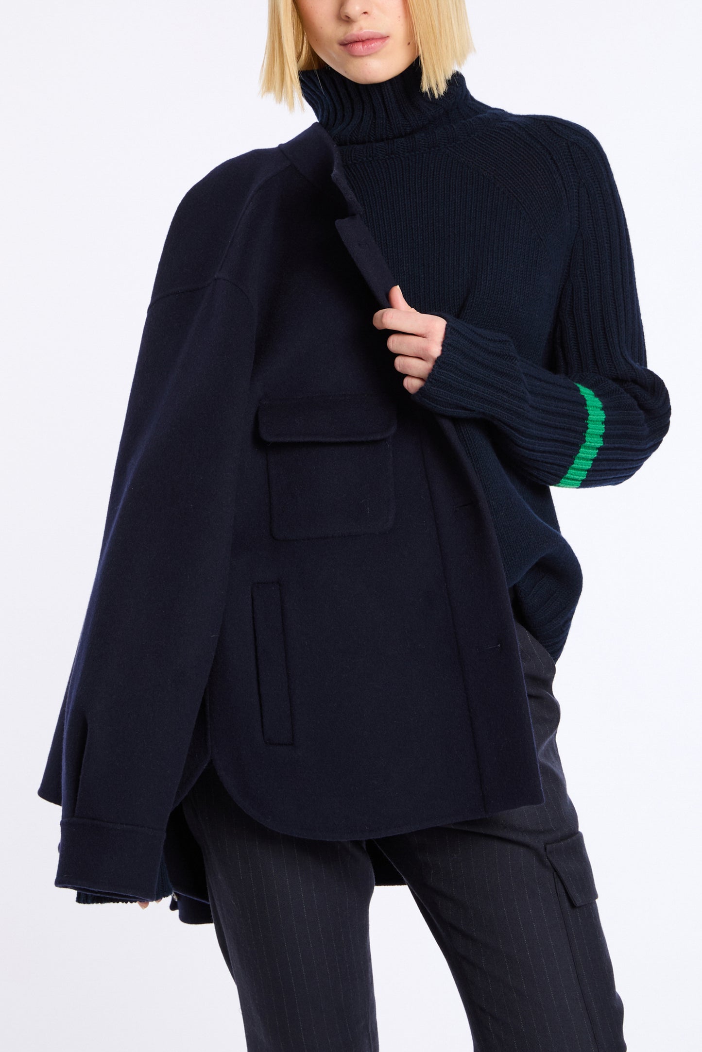 VESTE EN LAINE MARINE