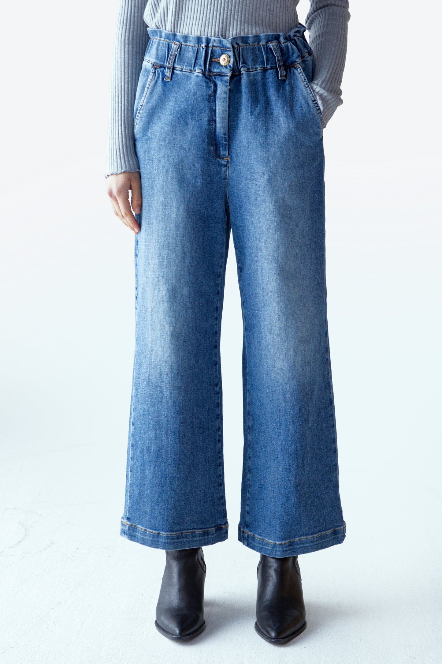 JEAN DROIT TAILLE ELASTIQUE BLEU