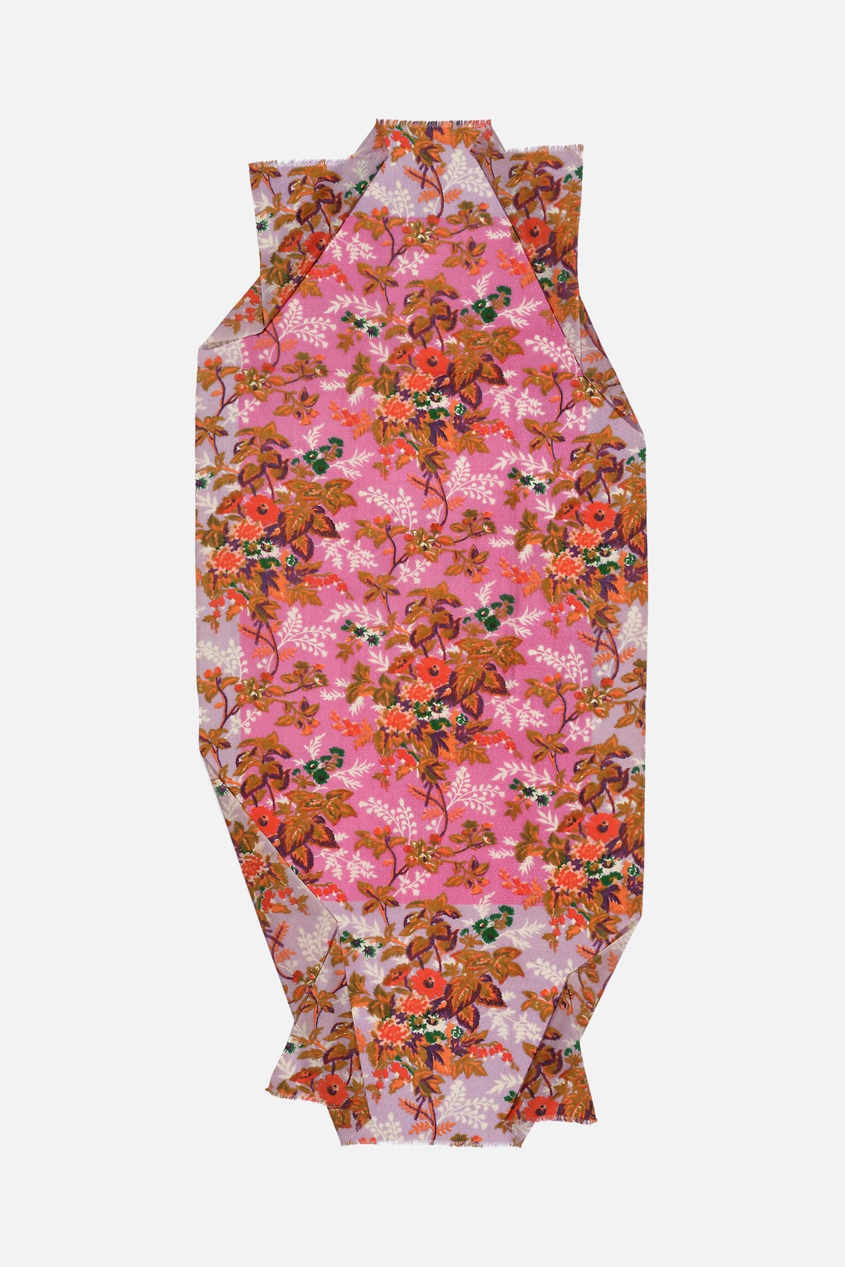 WOOL SCARF WITH FLOWERS PINK