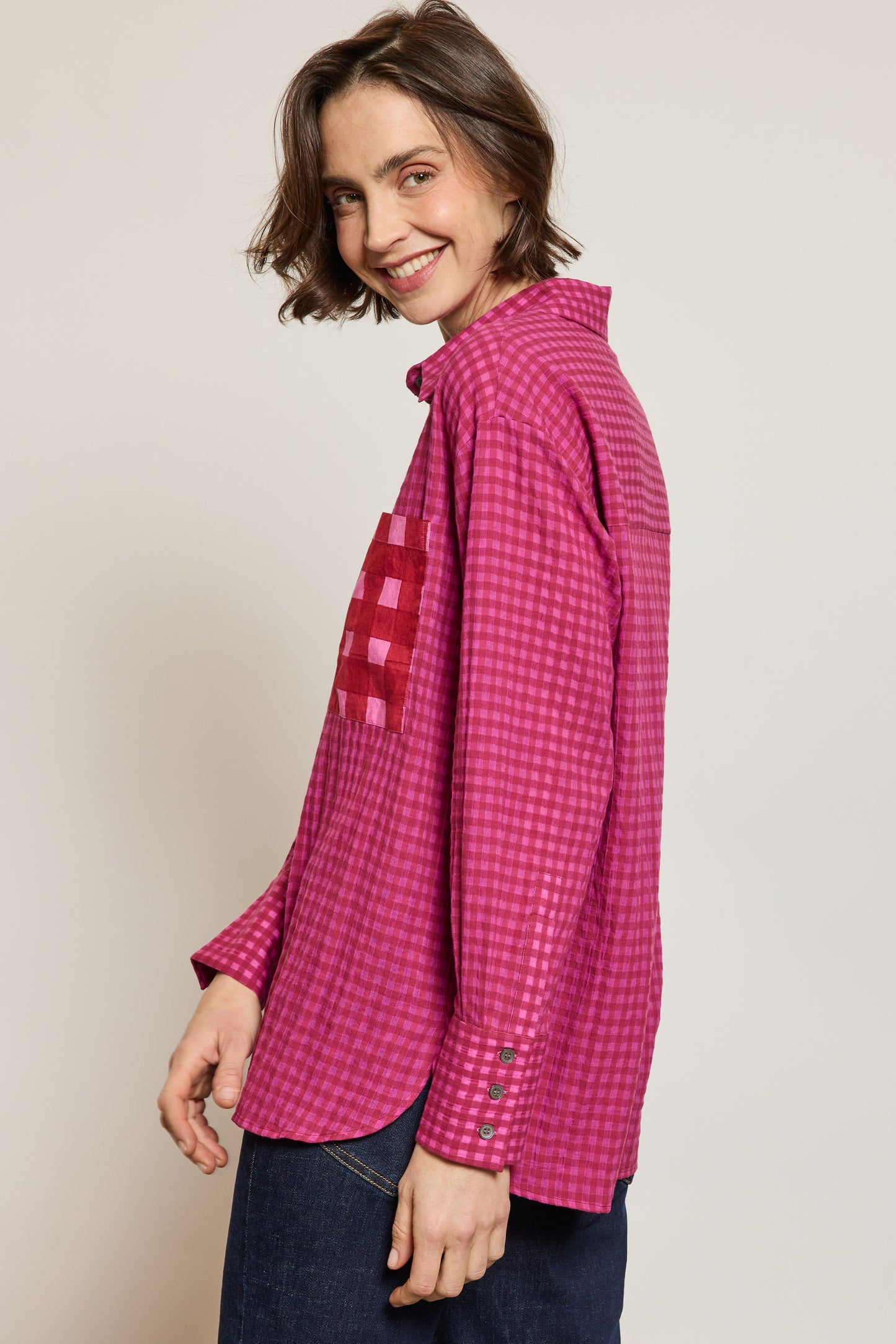 CHEMISE PIXELS FUSCHIA