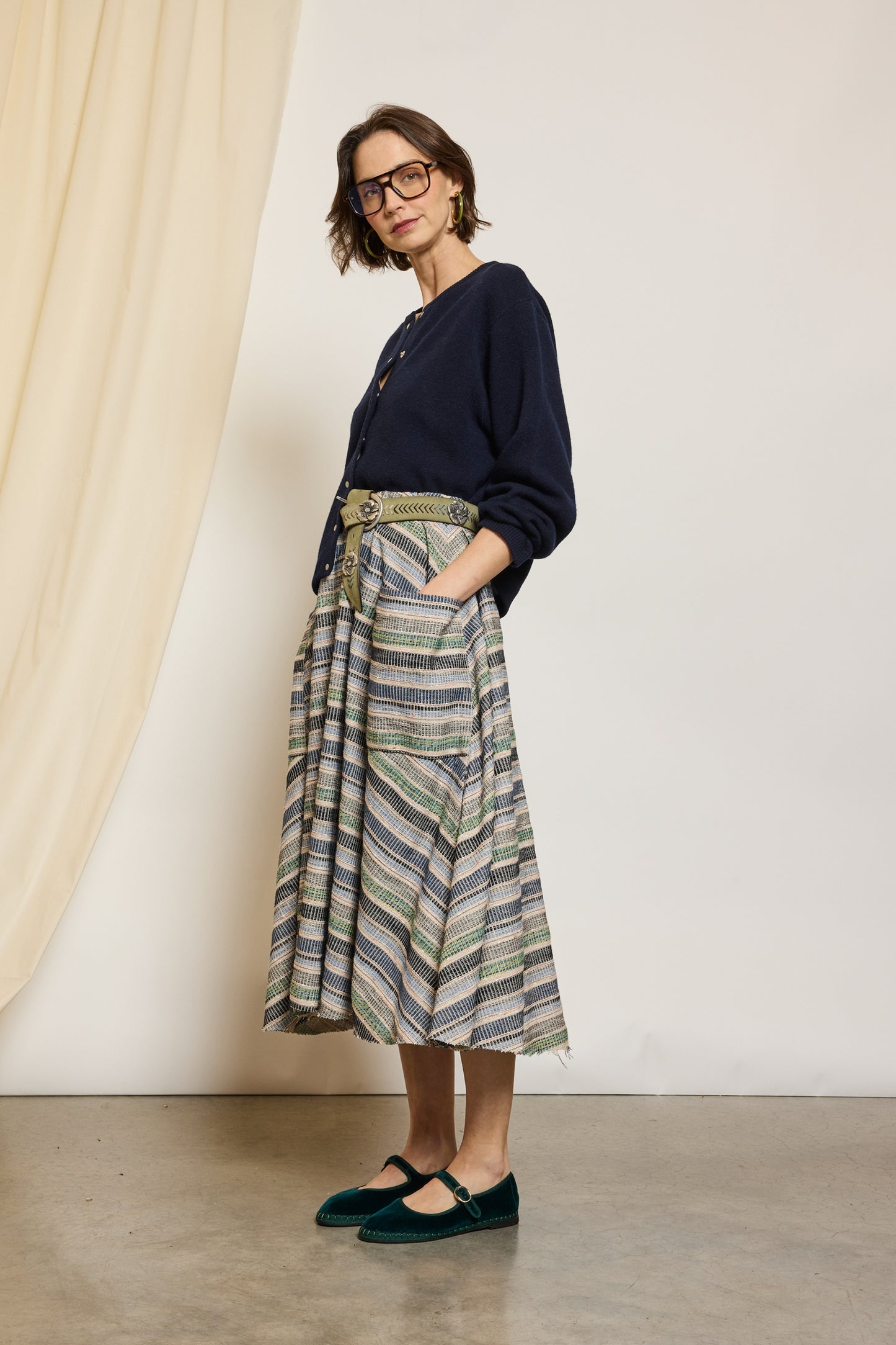 JUPE À POCHES BLEUE