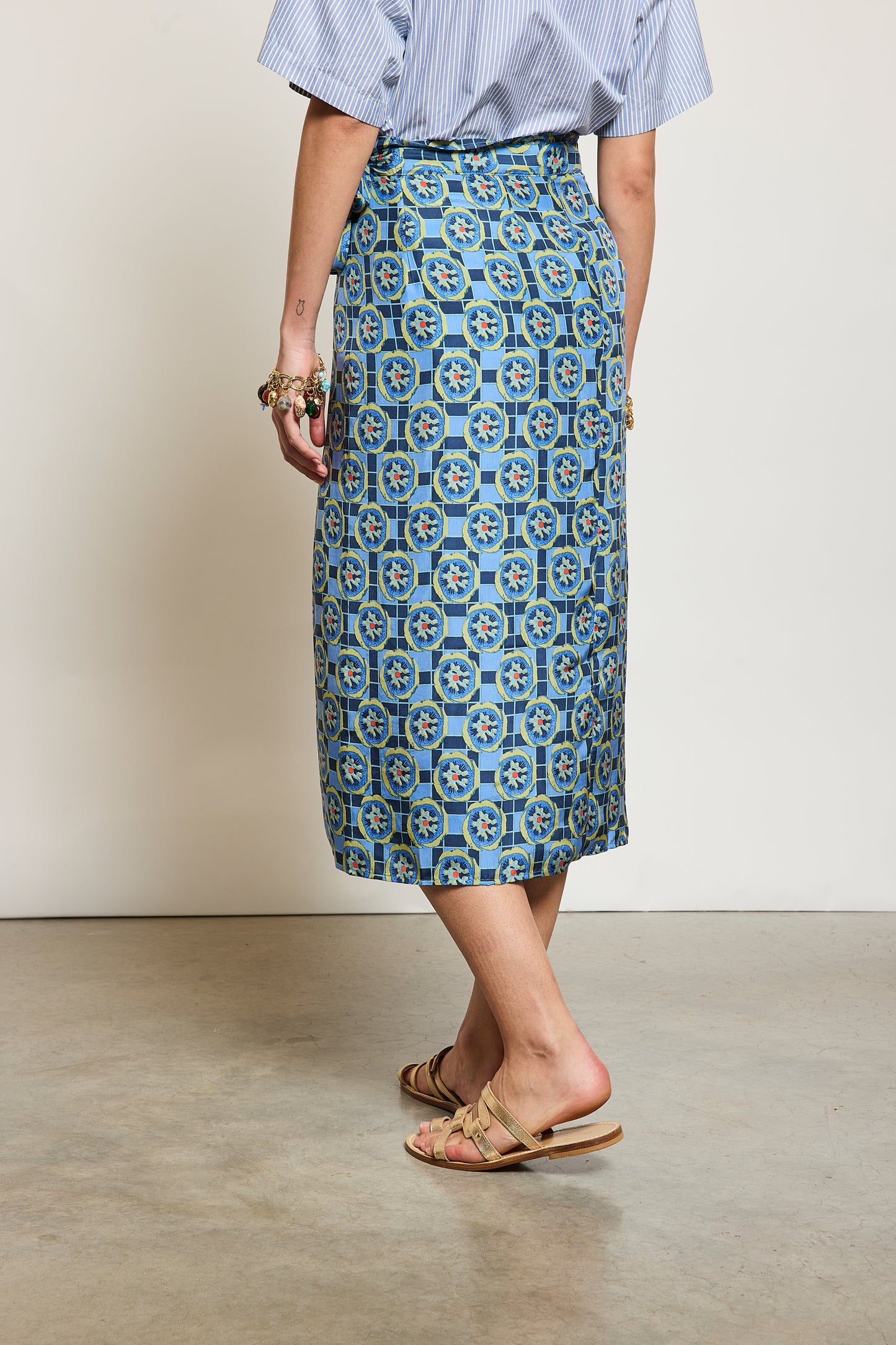 SILK SKIRT BLUE