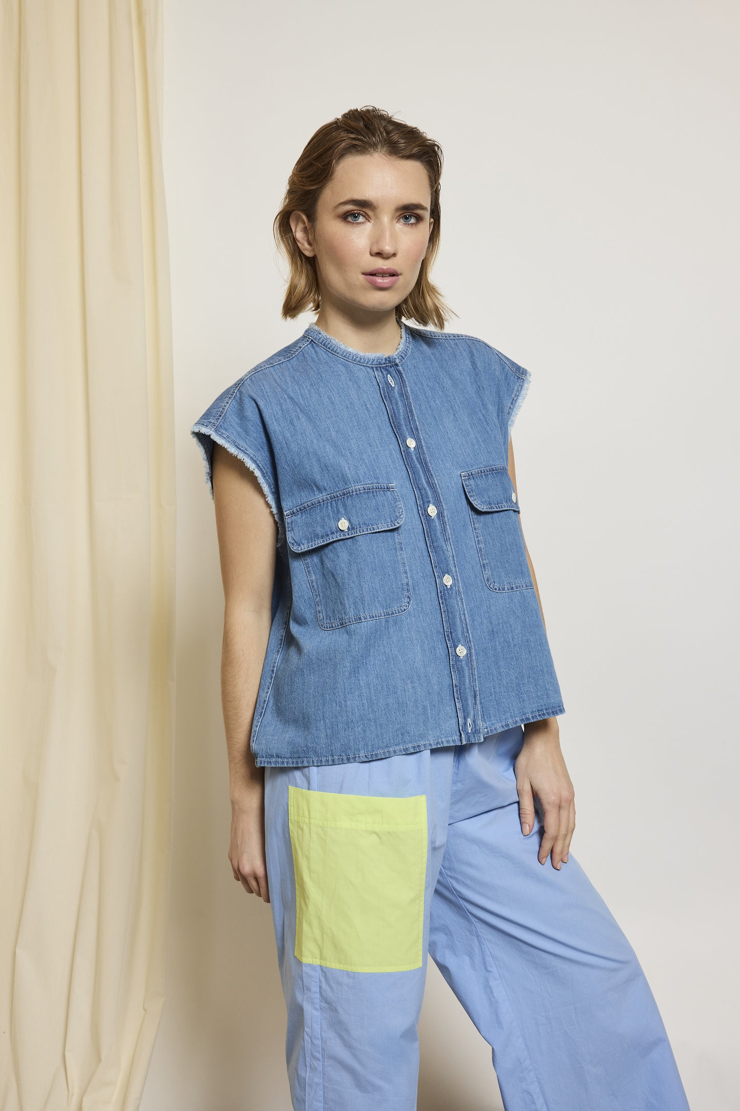 PANTALON BICOLORE BLEU