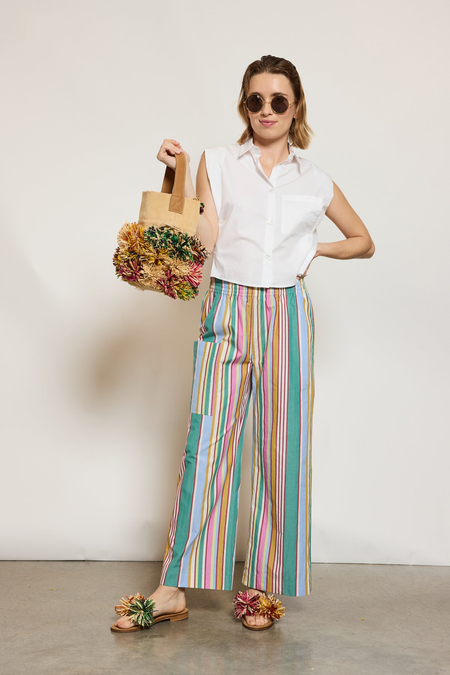 PANTALON À RAYURES MULTICOLORE